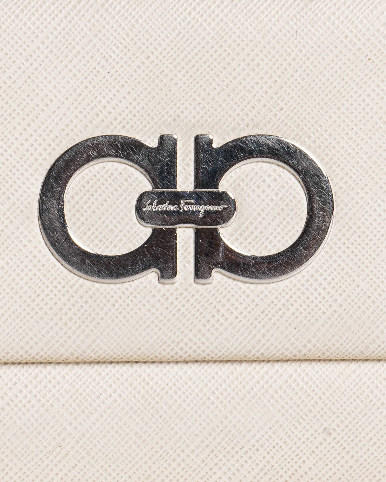 Salvatore Ferragamo Gancini Off-White Saffiano Leather Continental Wallet