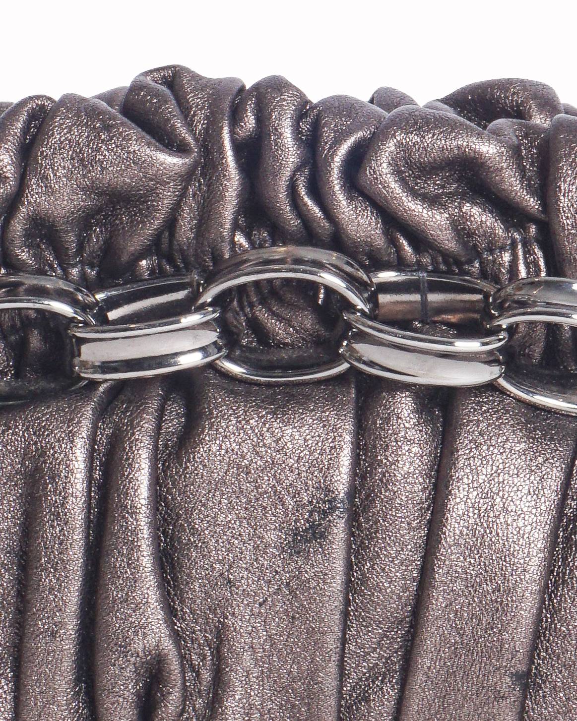 Salvatore Ferragamo Metallic Bronze Ruched Chain HandBag