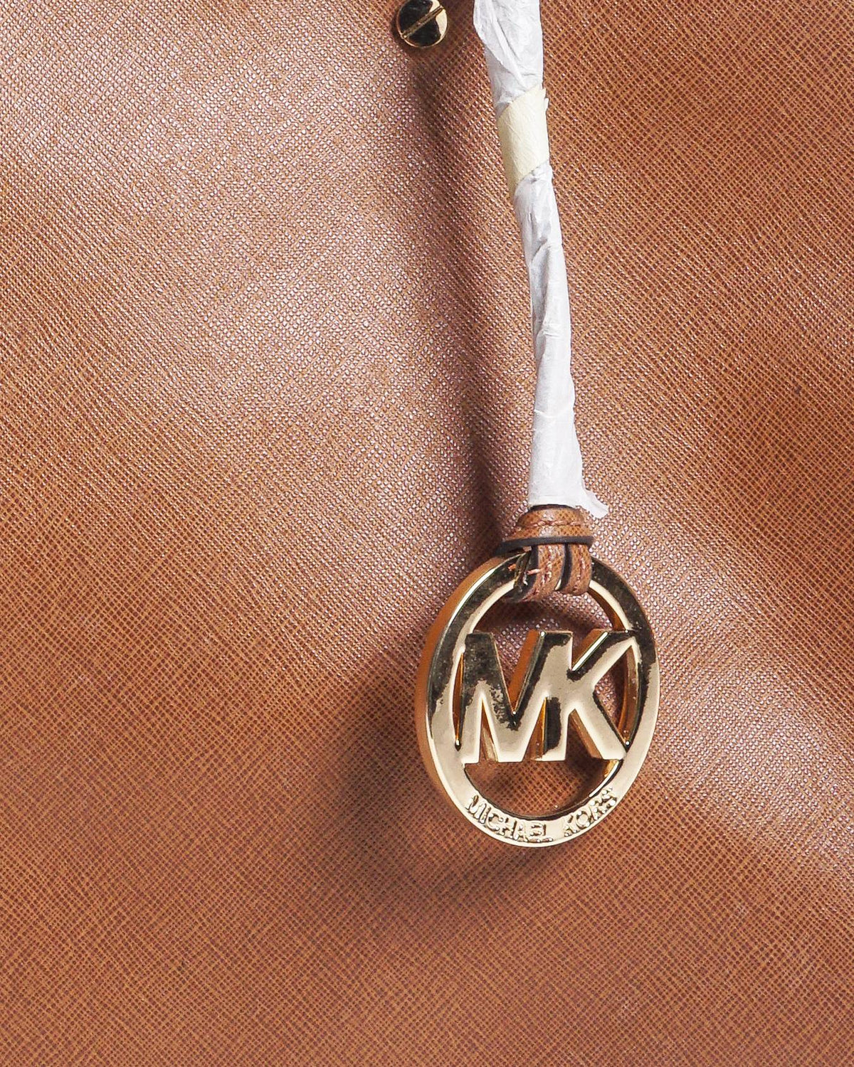 Michael Kors Cindy Large Tan Saffiano Leather Dome Satchel