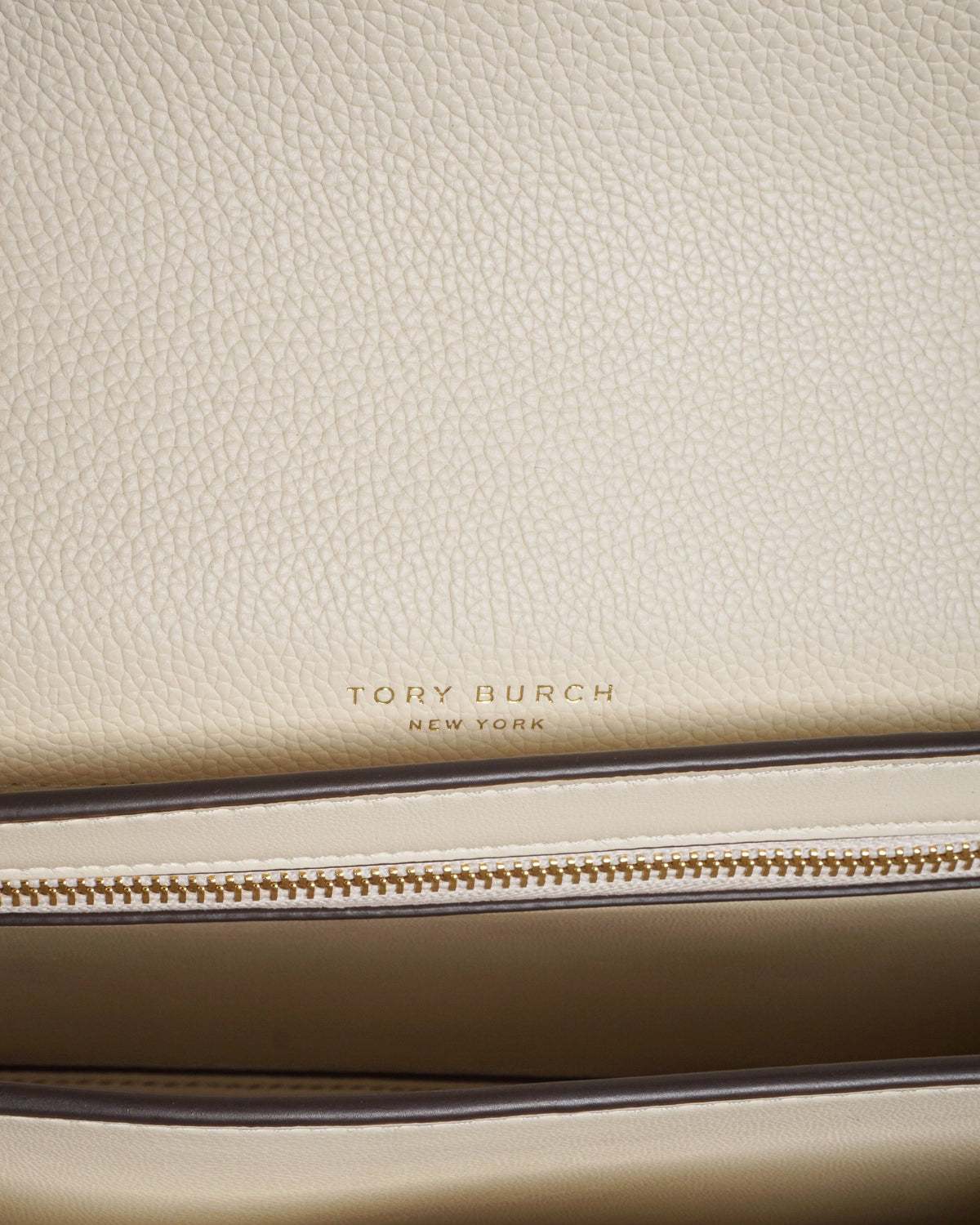Tory Burch Cream Pebbled Leather Britten Chain Shoulder Bag