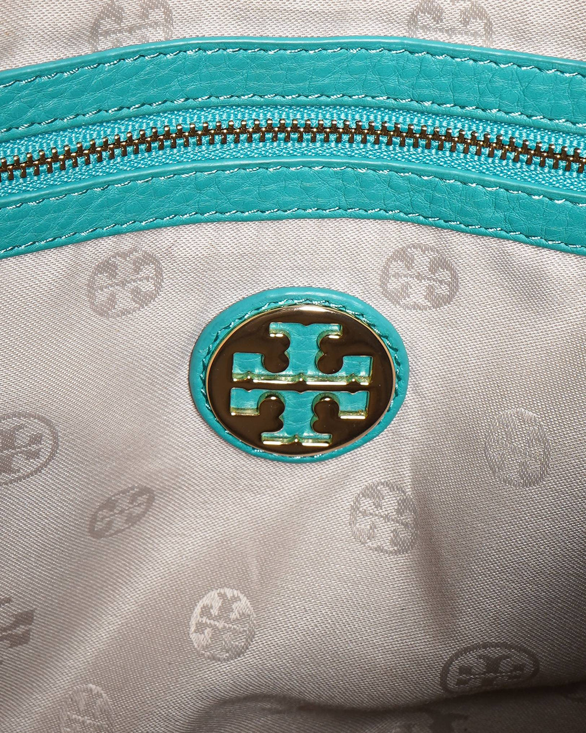 Tory Burch Teal Blue Leather Amanda Flat Hobo Bag
