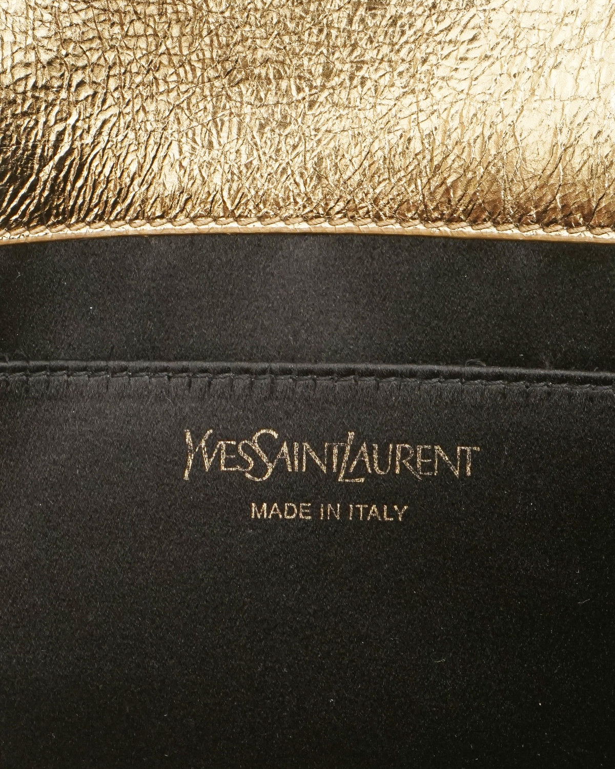 Yves Saint Laurent Metallic Gold Leather Bell de Jour Clutch Bag