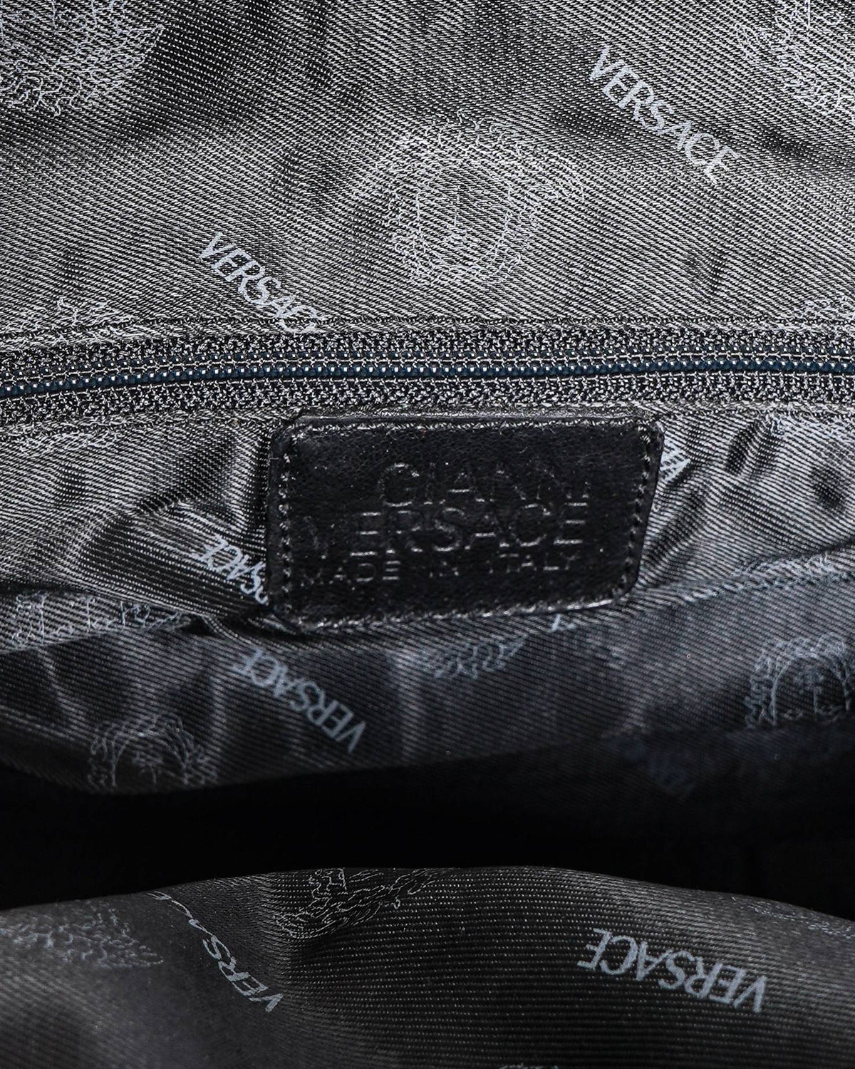 Vintage Versace Black Nylon and Leather Medusa Head Satchel Bag