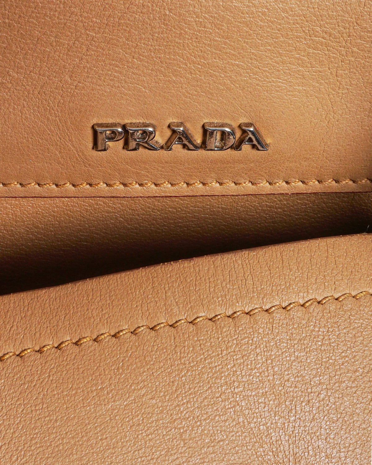 Prada Beige Saffiano Cuir Leather Double Tote Bag