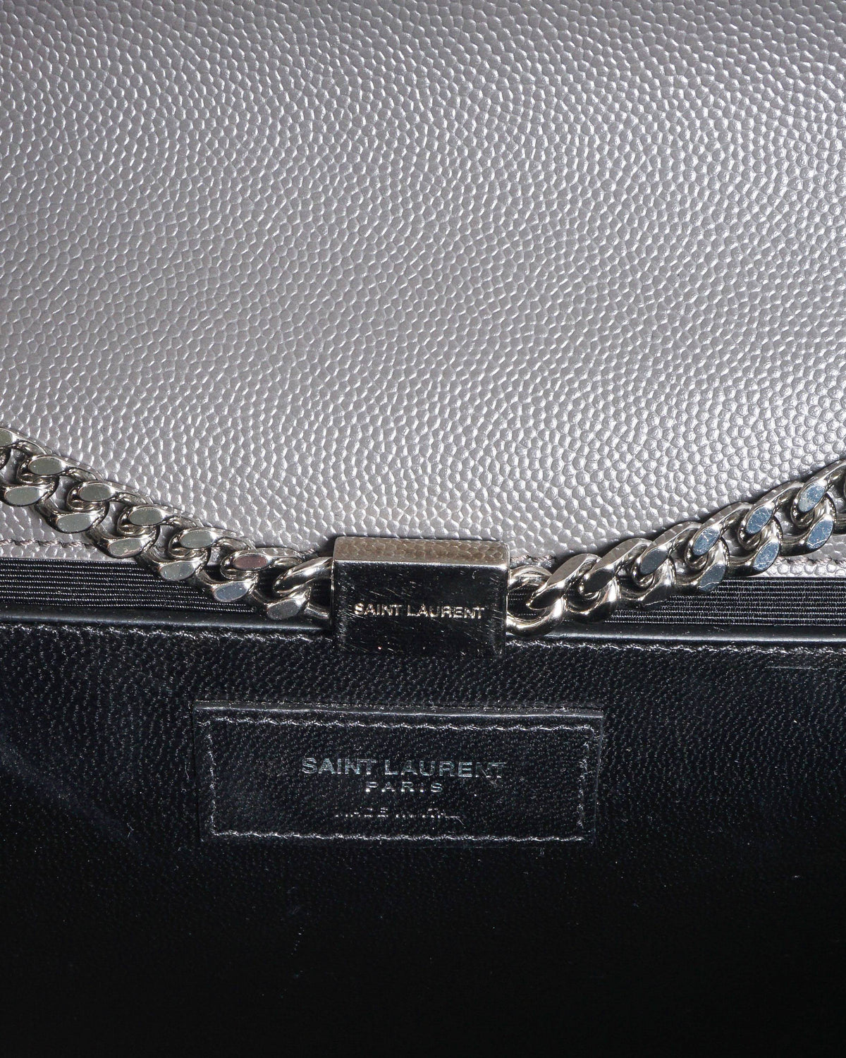 Saint Laurent Grey Grain de Poudre Kate Monogram Crossbody Bag