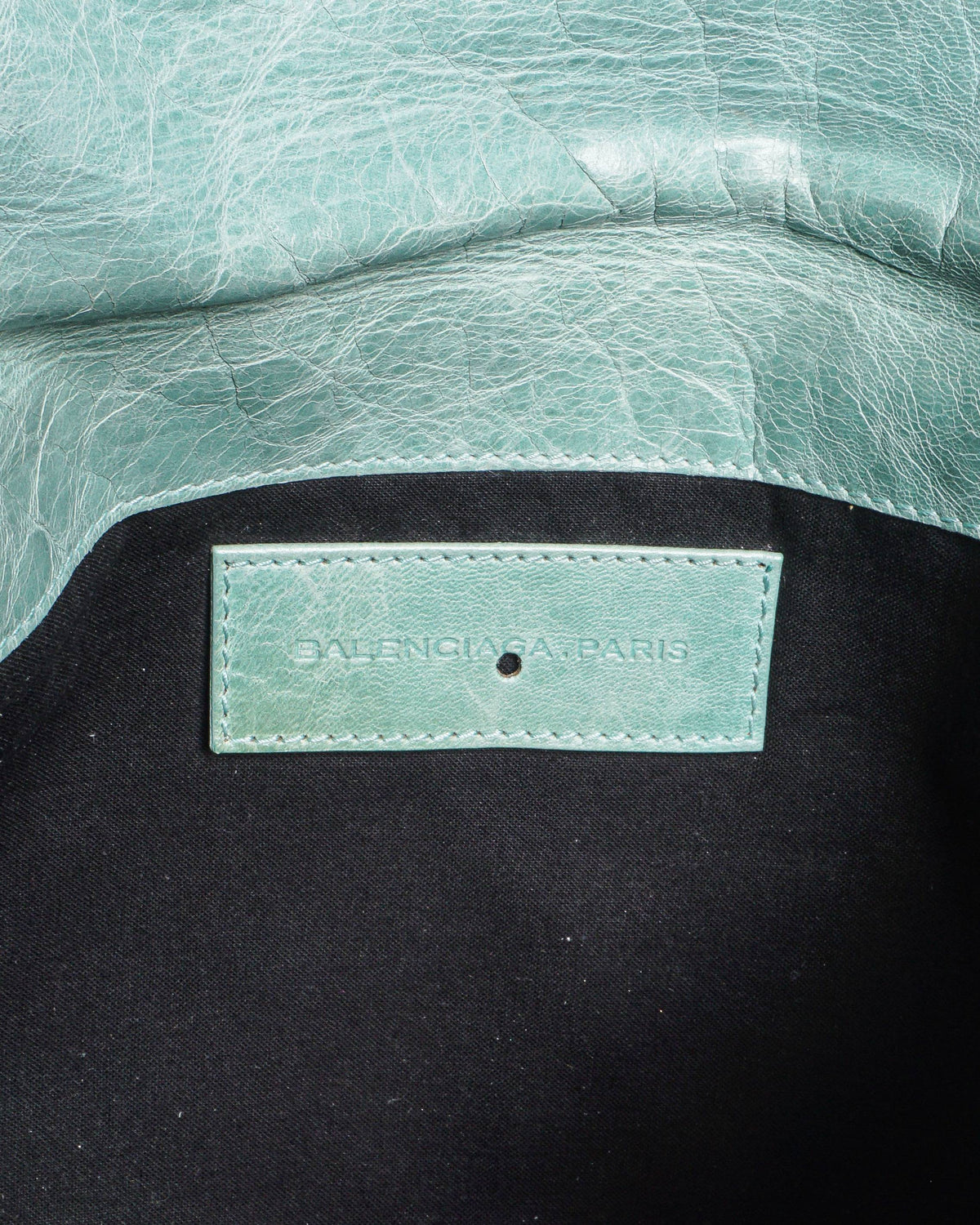 Balenciaga Light Sage Green Leather Envelope Clutch