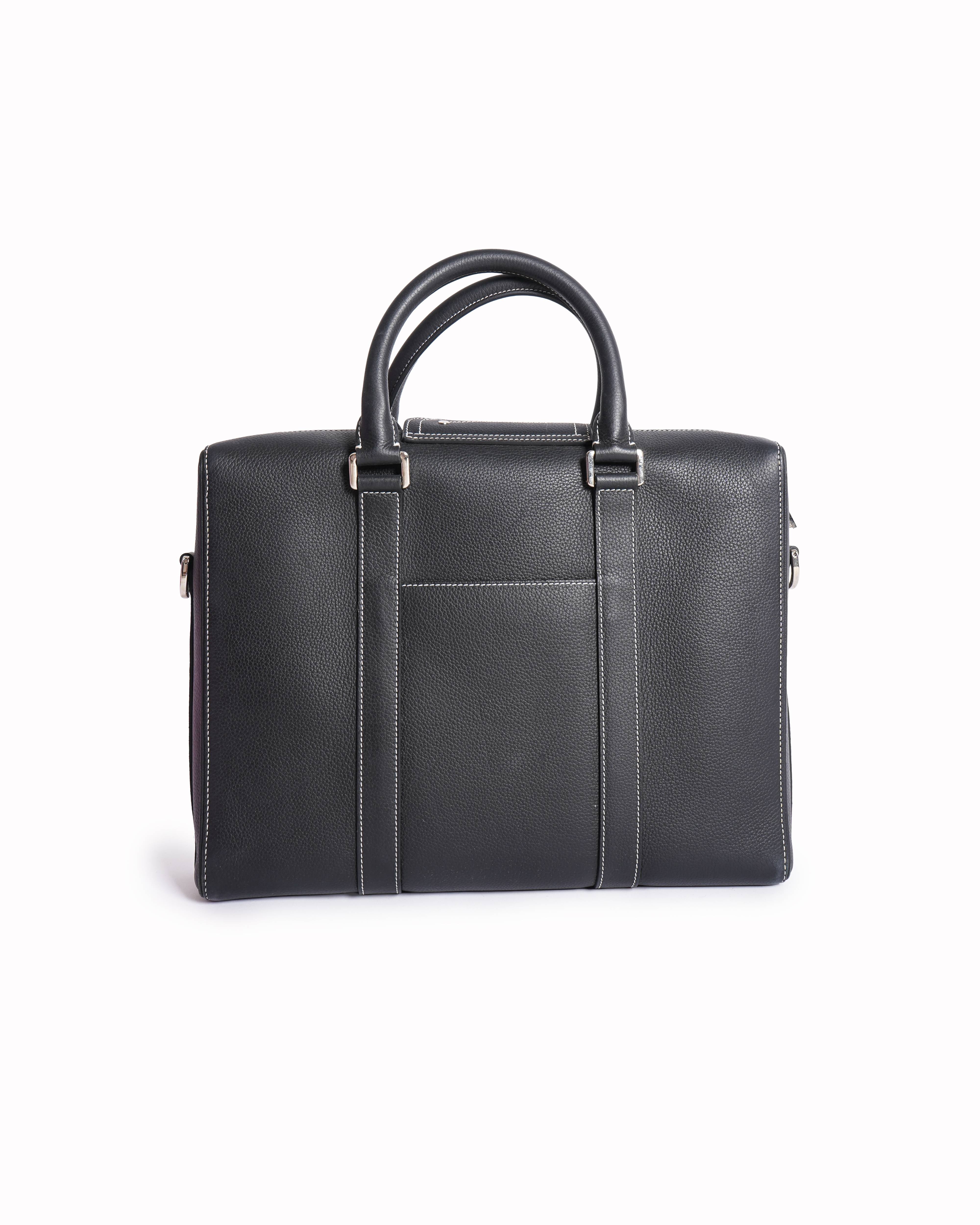 Christian Dior black leather lingot briefcase