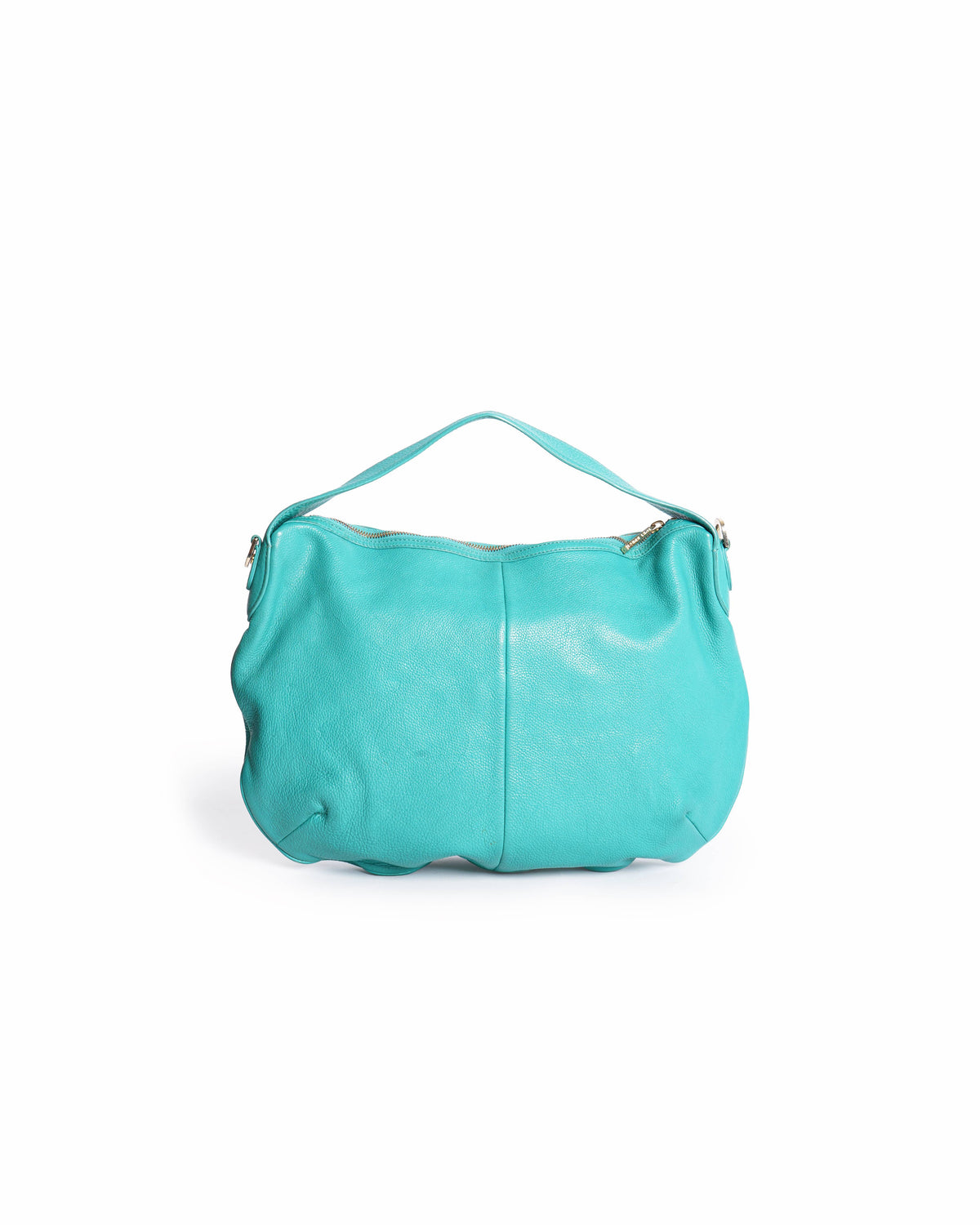 Tory Burch Teal Blue Leather Amanda Flat Hobo Bag