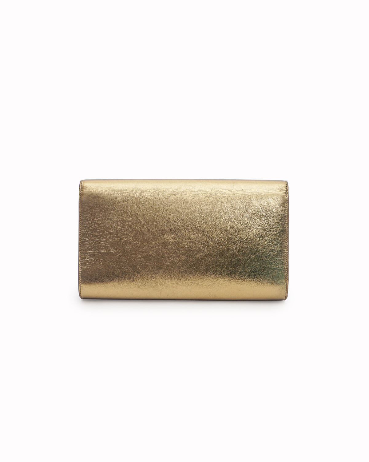 Yves Saint Laurent Metallic Gold Leather Bell de Jour Clutch Bag