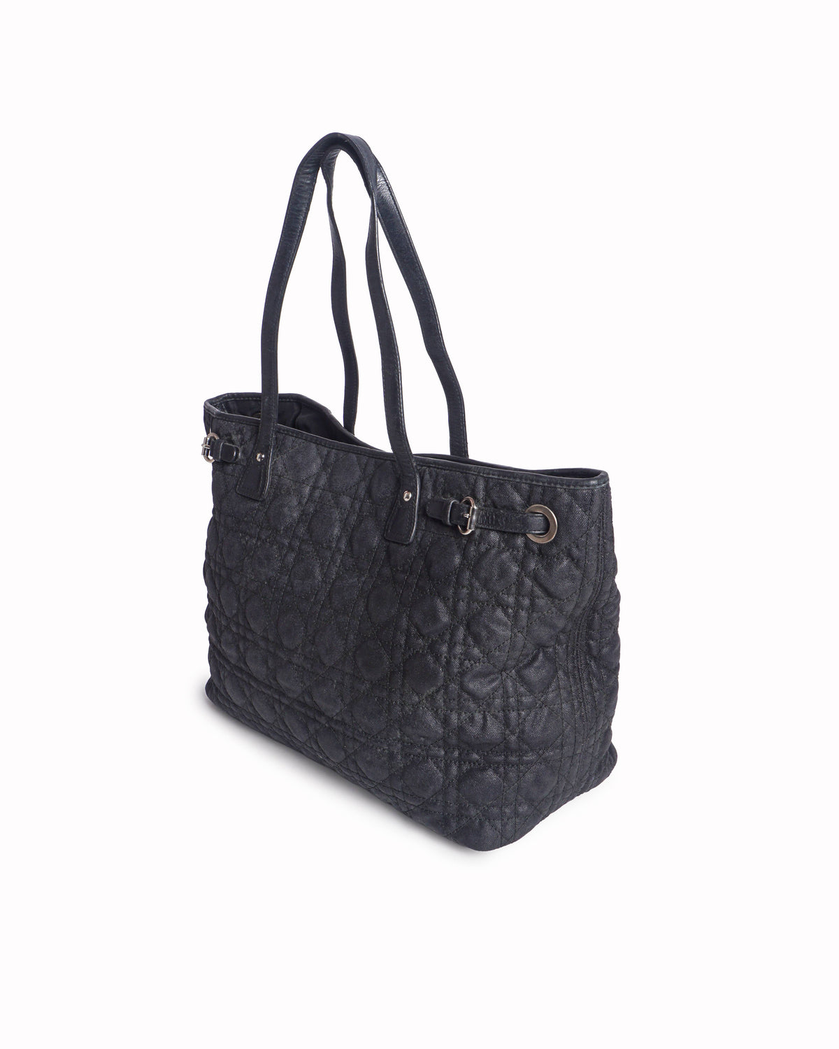 Christian Dior Black Cannage Quilted Panarea Tote