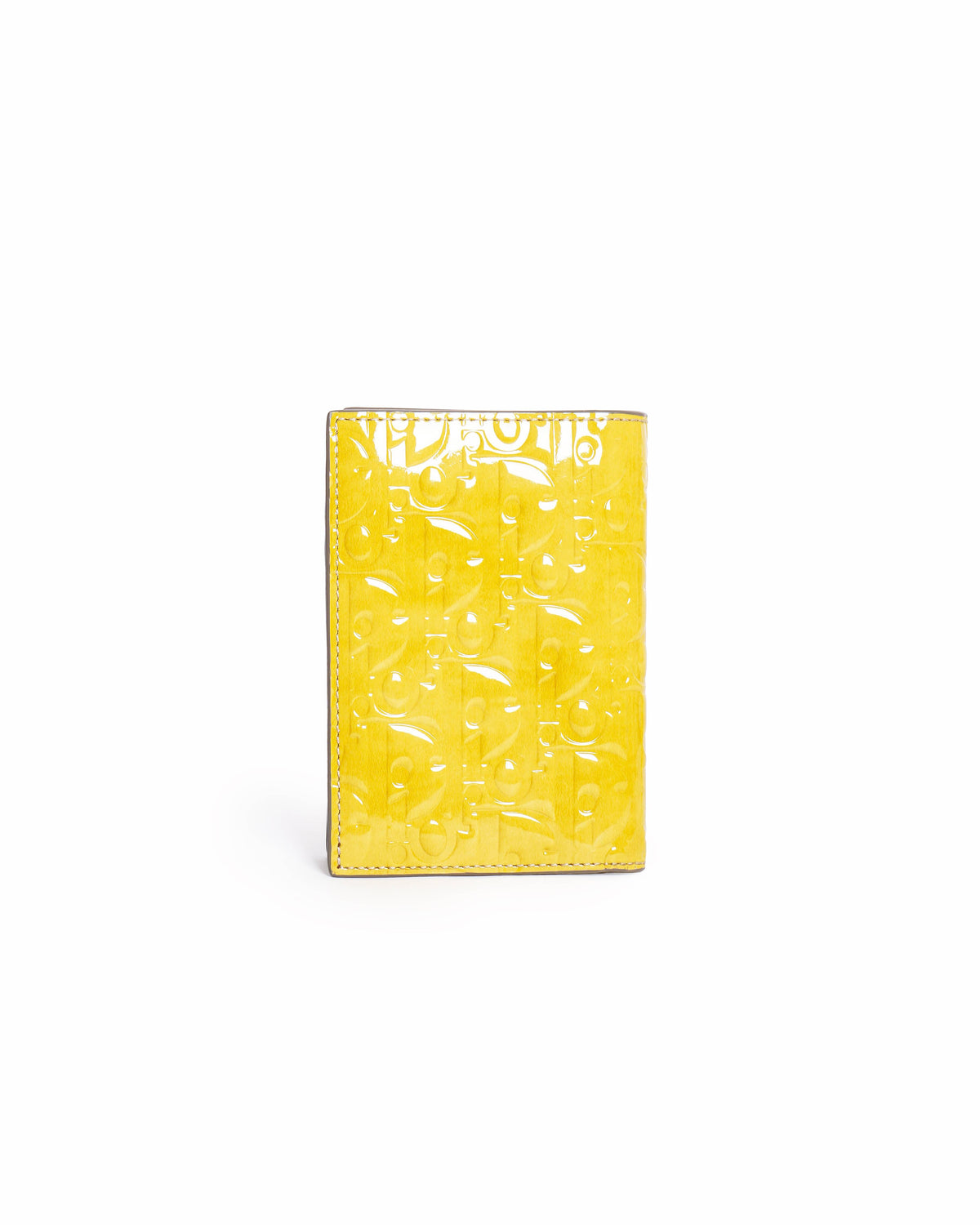 Christian Dior Yellow Patent Leather Vertical Bifold Card Holder