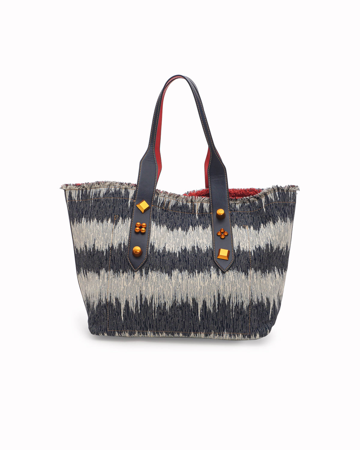 Christian Louboutin Frangibus Embroidered Canvas Studded Tote
