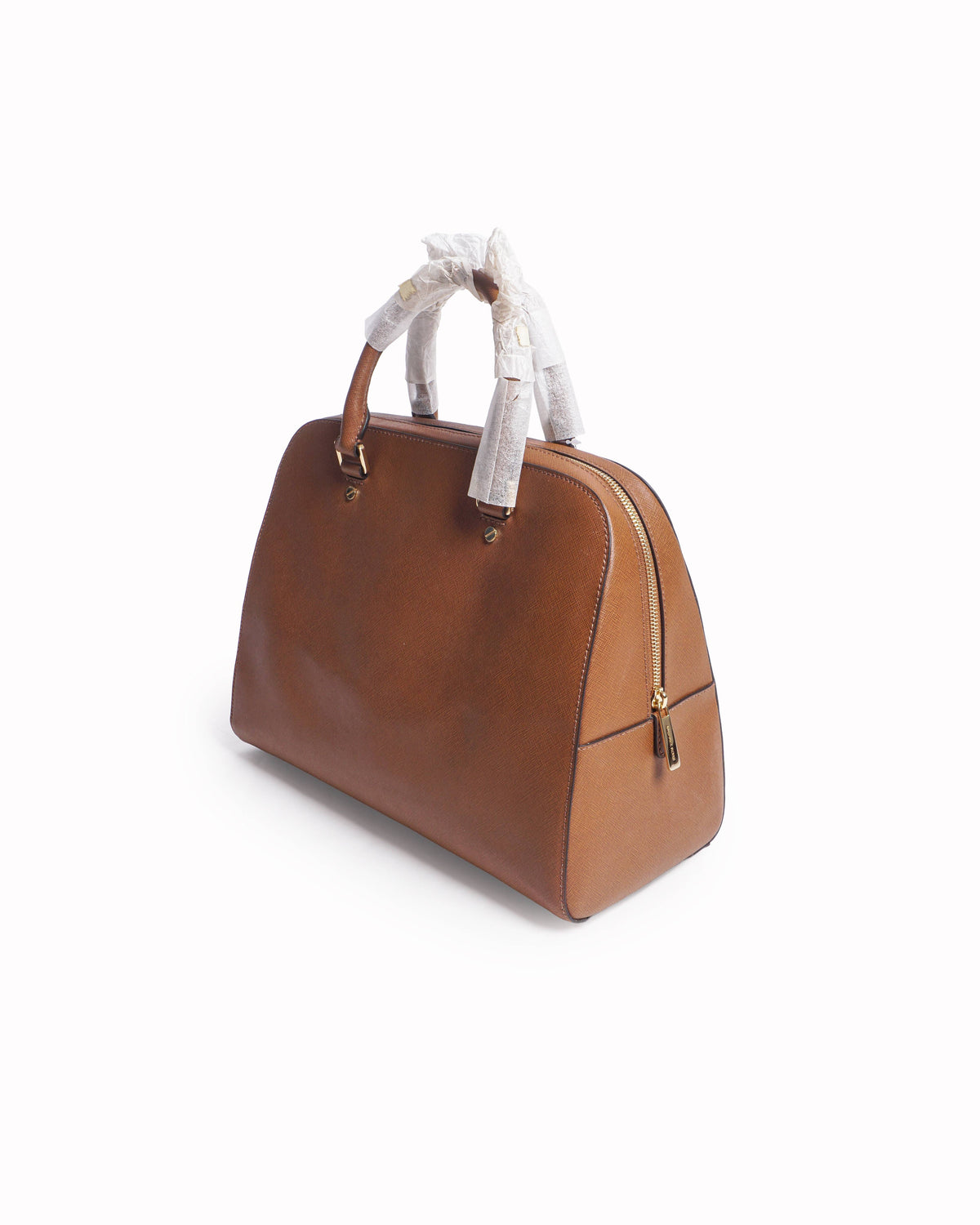 Michael Kors Cindy Large Tan Saffiano Leather Dome Satchel
