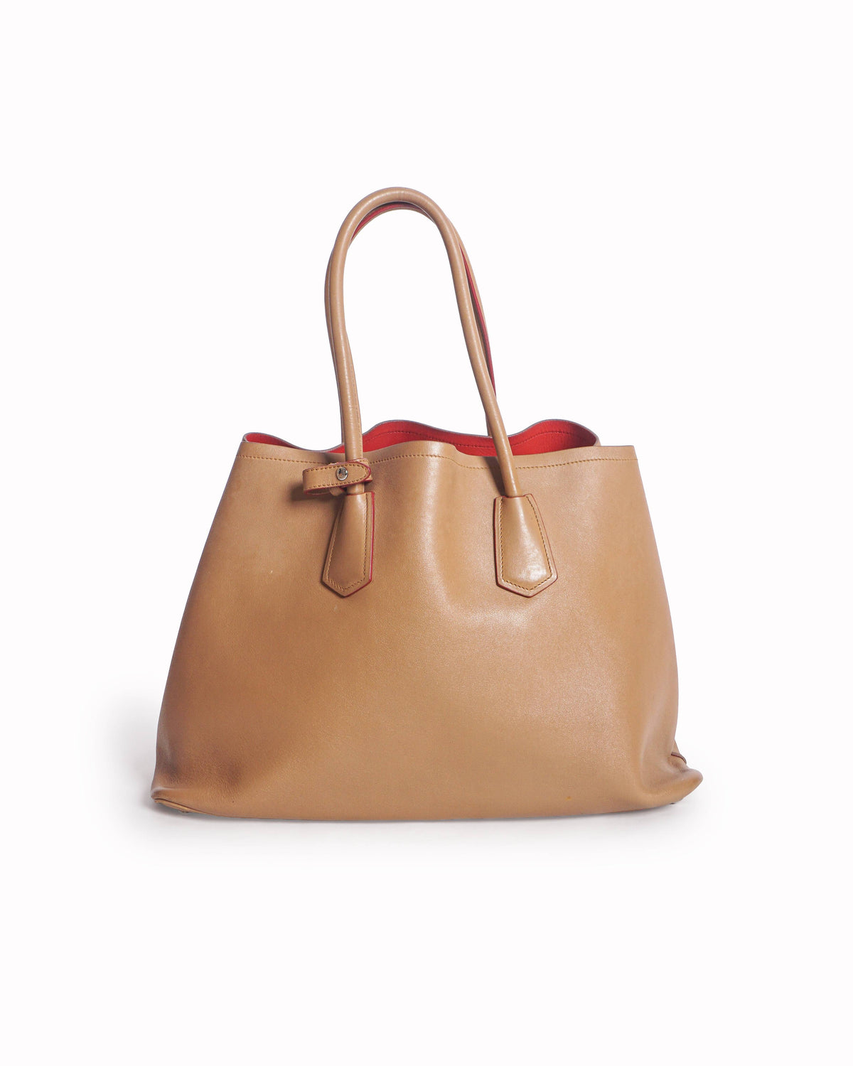 Prada Beige Saffiano Cuir Leather Double Tote Bag