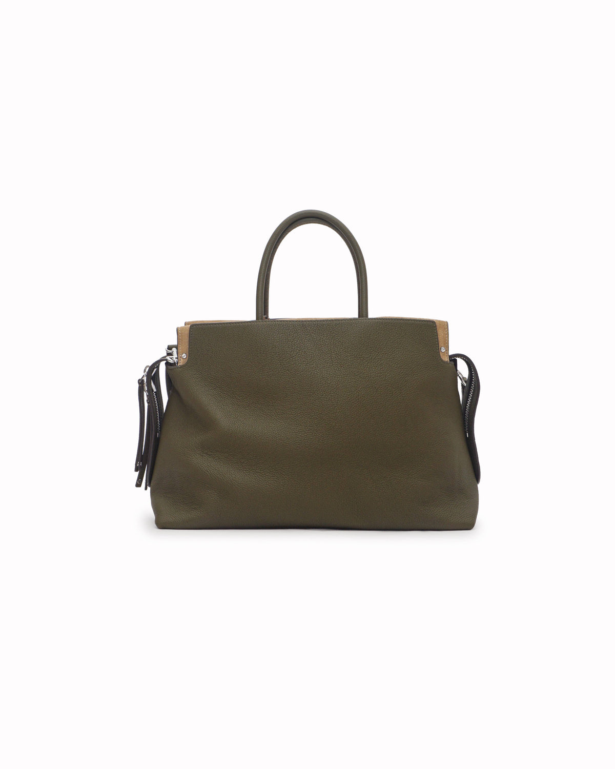 Tory Burch Olive Green Pebbled Leather Mercer Tote Bag