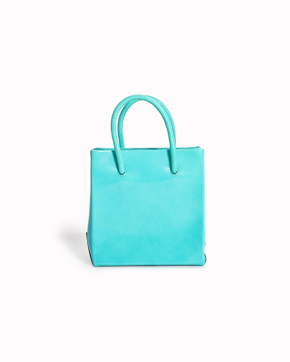 Moschino Small Logo Patent Leather Tote Bag In Aquamarine Blue