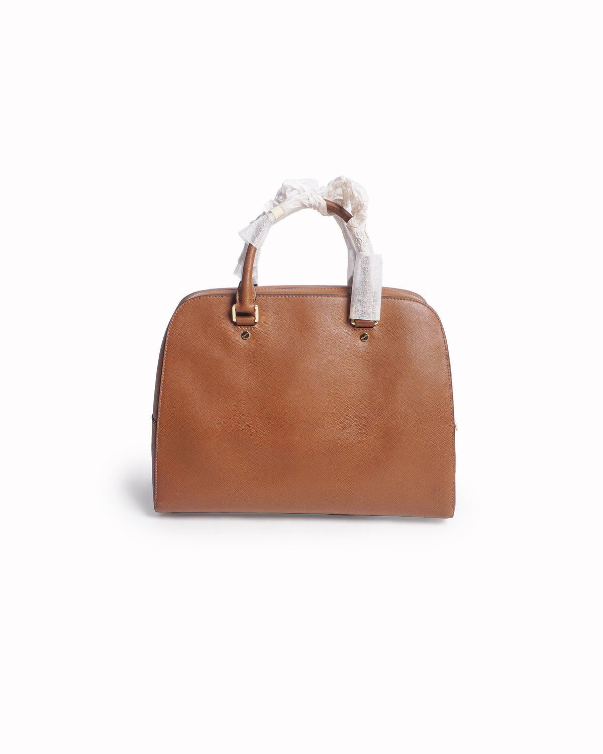 Michael Kors Cindy Large Tan Saffiano Leather Dome Satchel