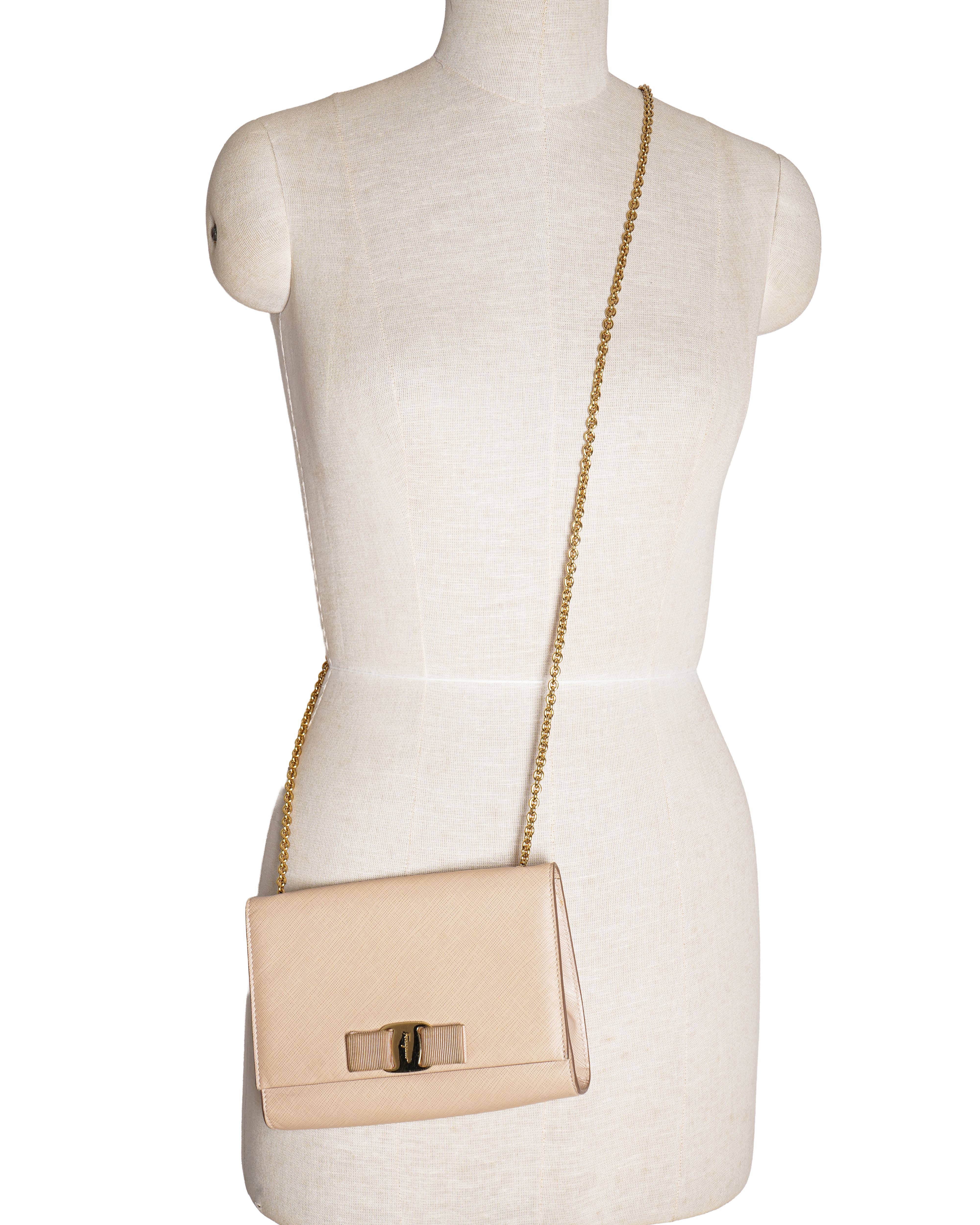 Salvatore Ferragamo
Beige Miss Vara Textured Small Leather Crossbody Bag