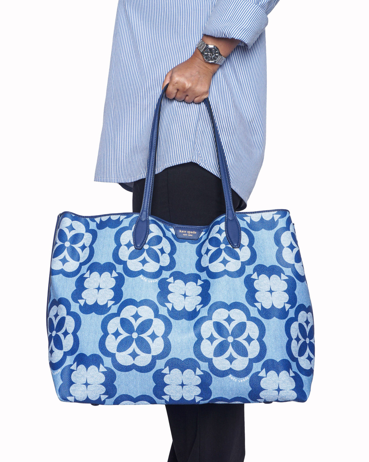Kate Spade Oversized Spade Flower Monogram Coated Canvas Tote Bag