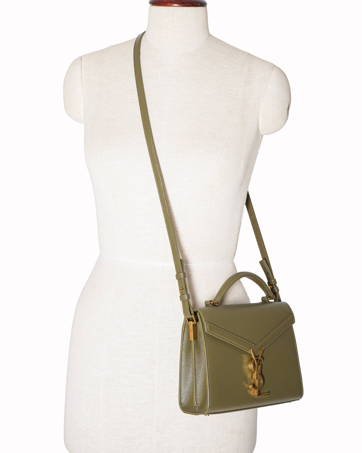 Saint Laurent YSL Cassandra Mini Top Handle In Vert Khaki