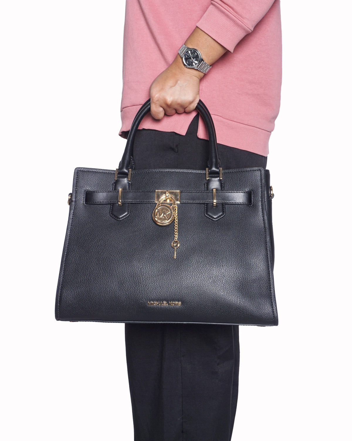 Michael Kors Black Leather Hamilton Moderne Large Satchel