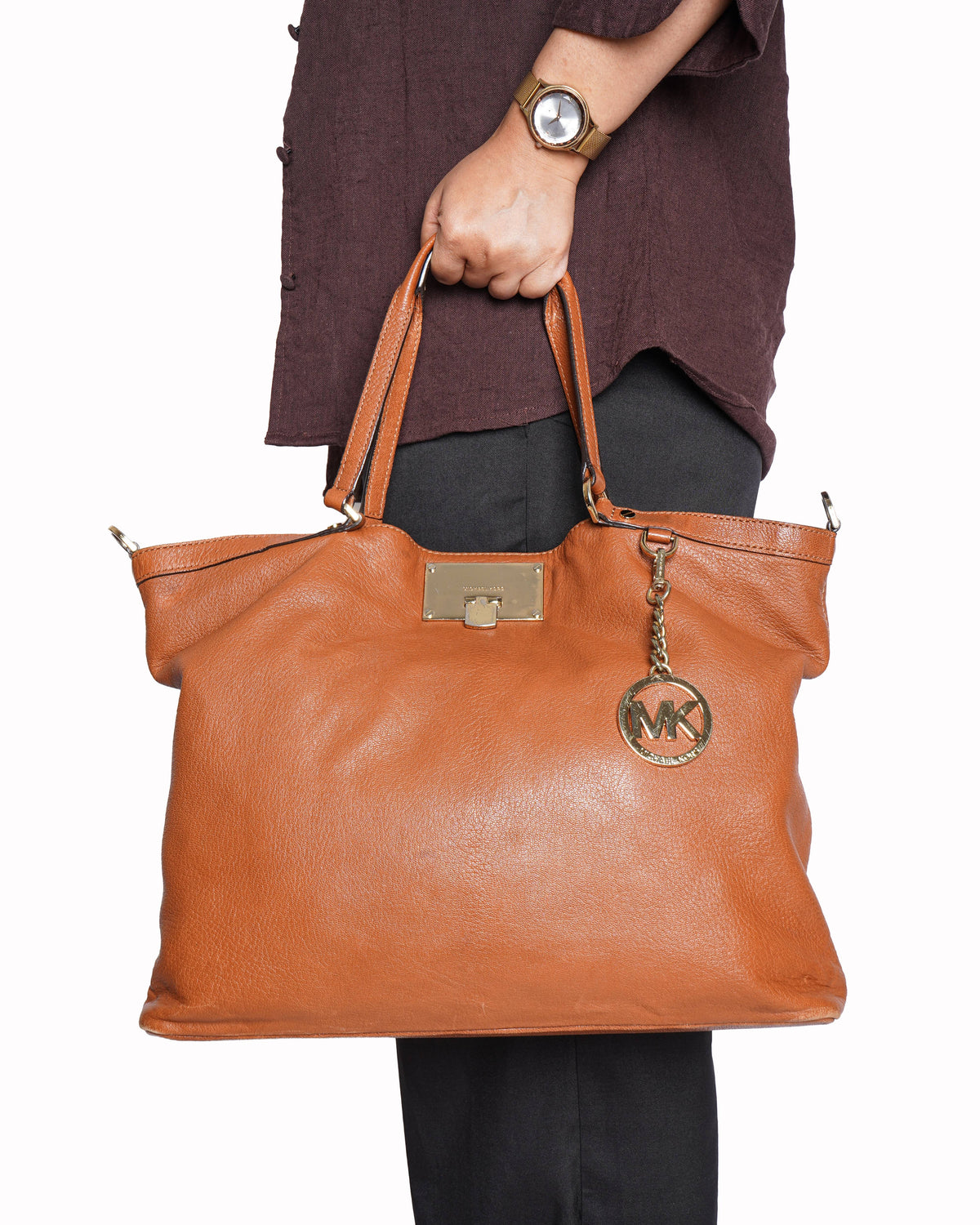 Michael kors brown leather chain shoulder bag