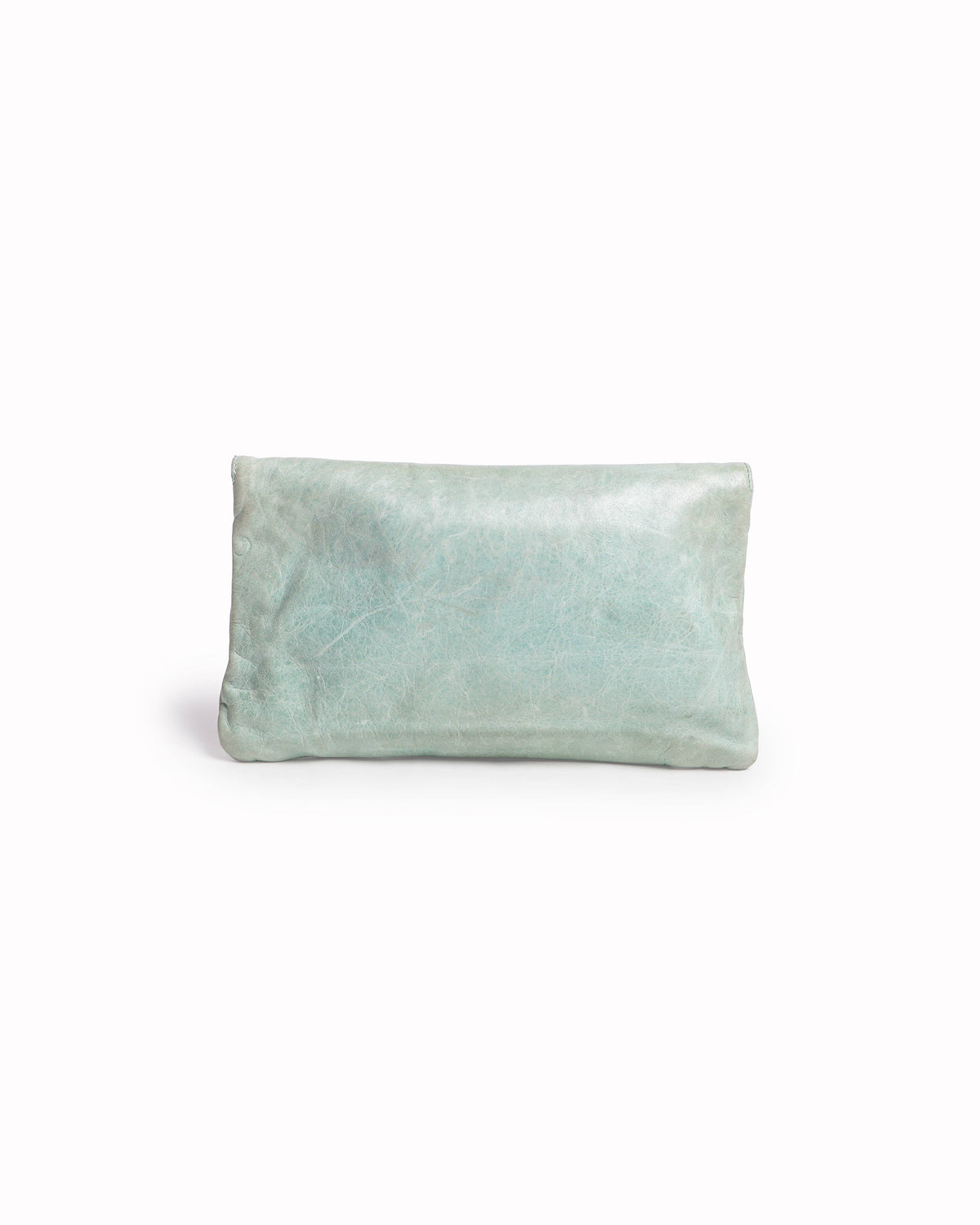 Balenciaga Light Sage Green Leather Envelope Clutch