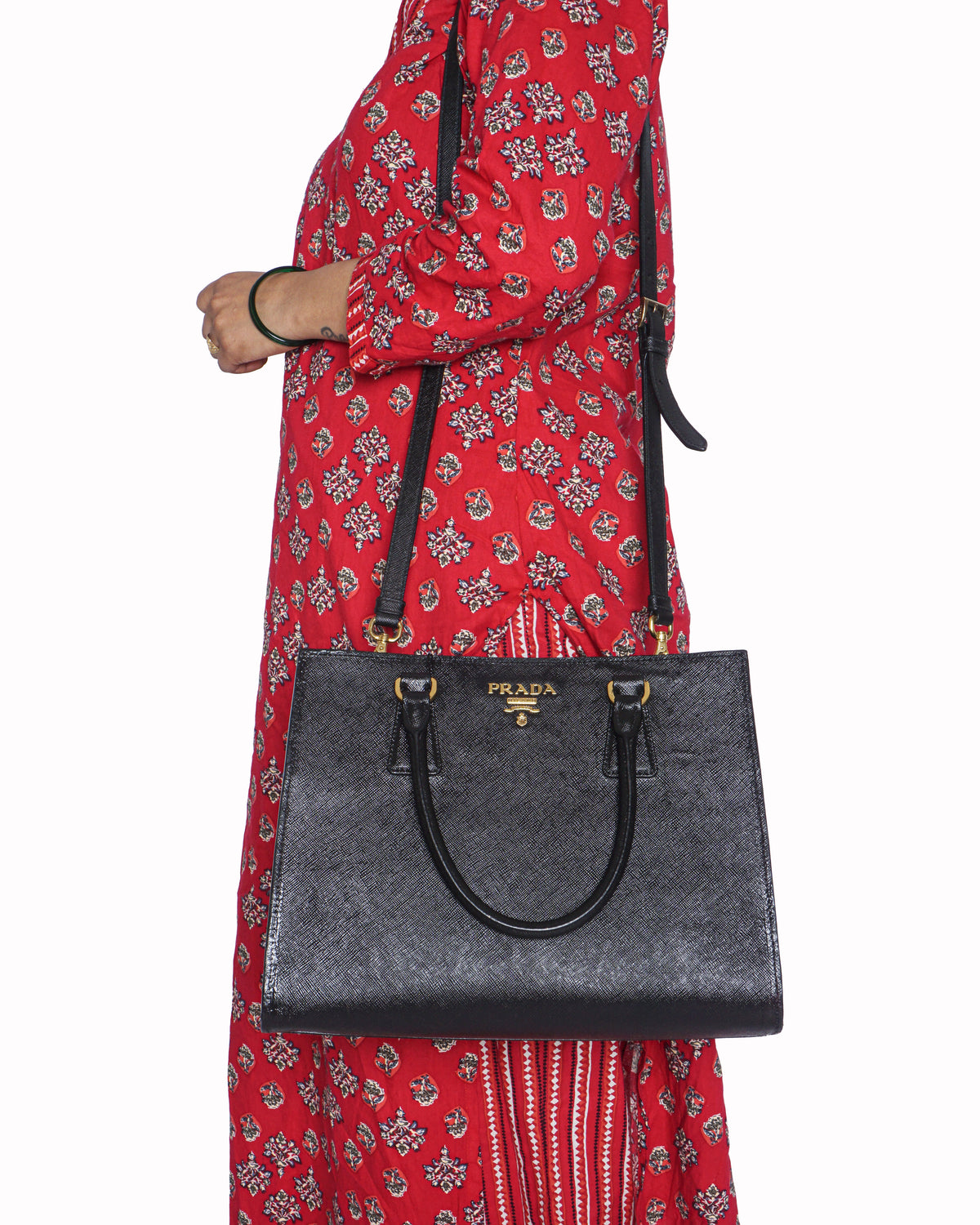 Prada black saffiano leather galleria tote bag