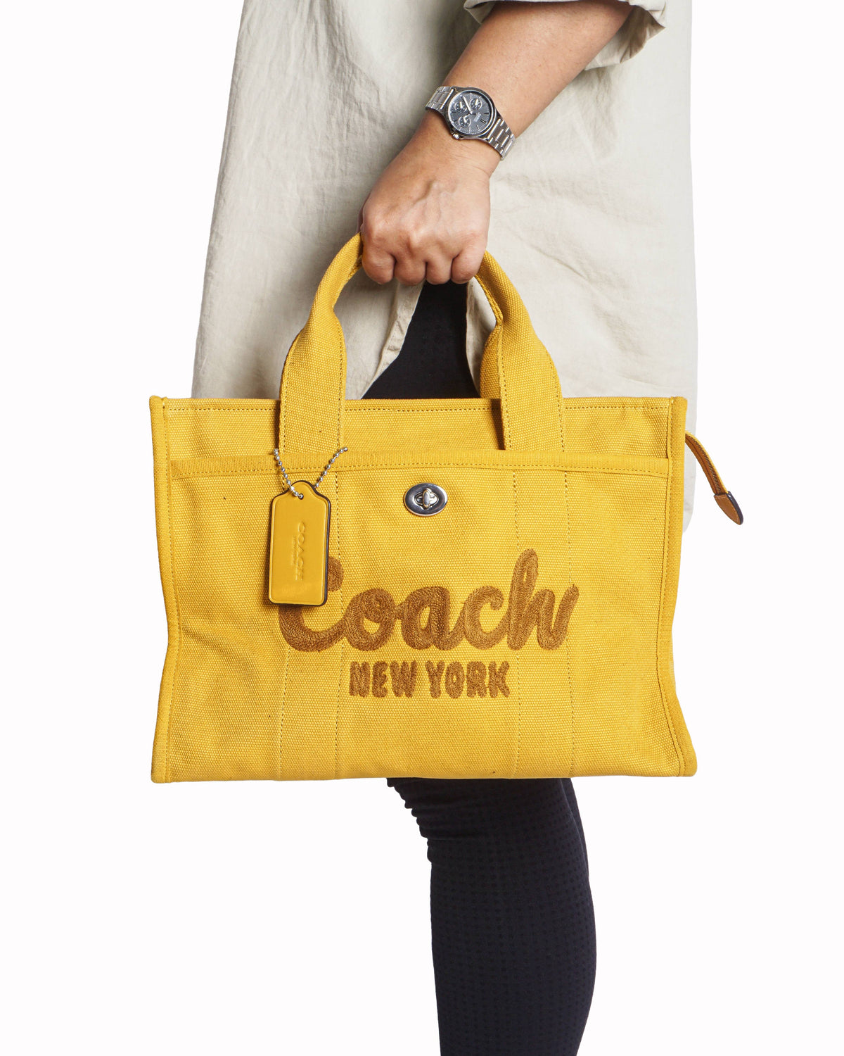 Coach Yellow Canvas Cargo Tote Bag