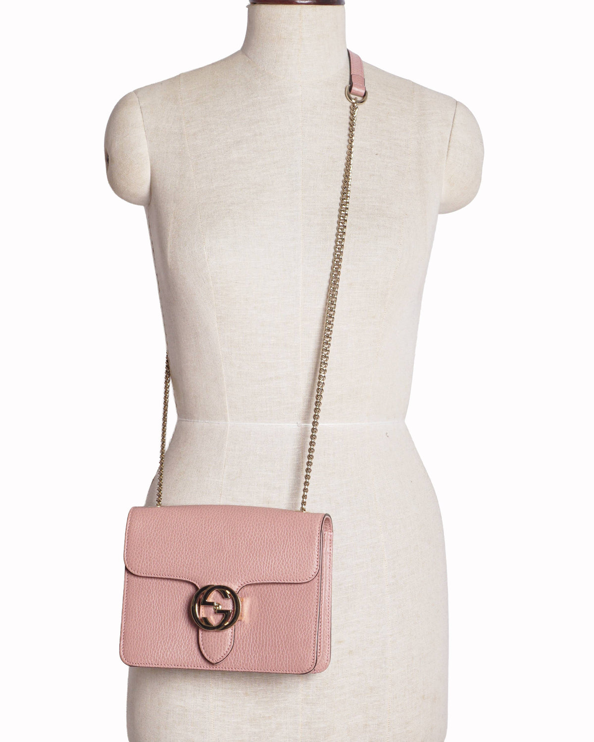 Gucci Rose Pink Dollar Calfskin Small Interlocking G Crossbody Bag