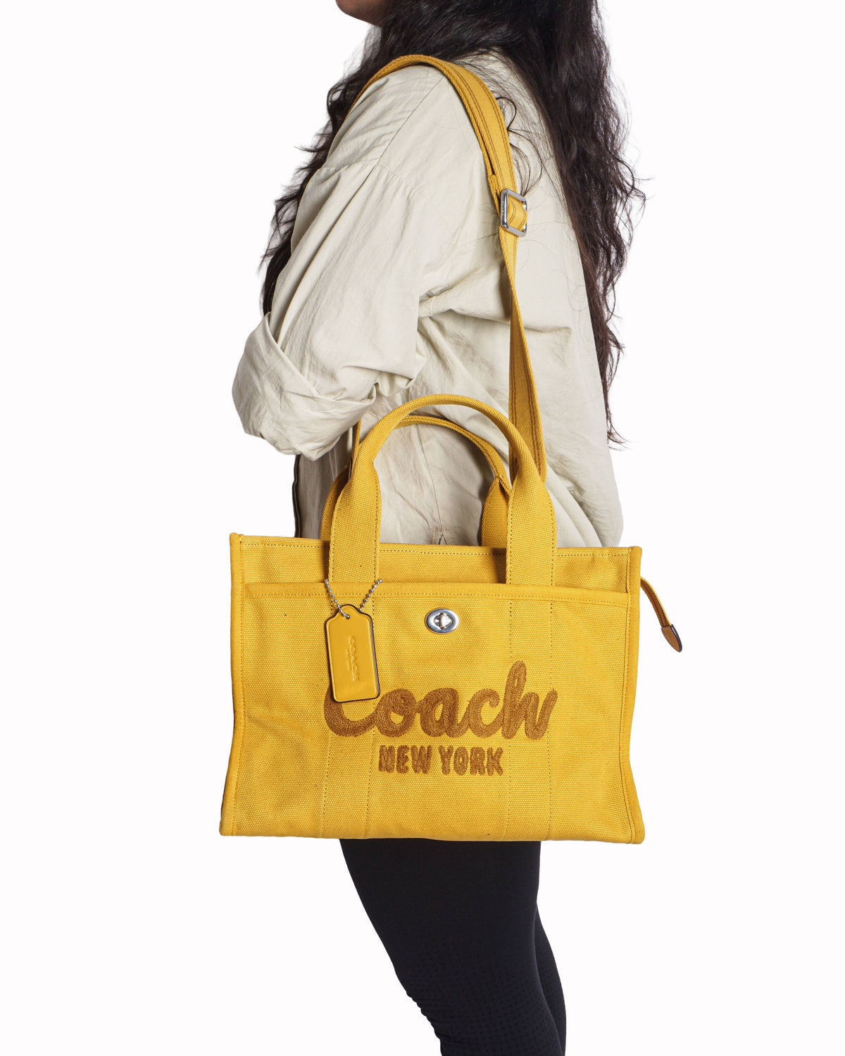 Coach Yellow Canvas Cargo Tote Bag