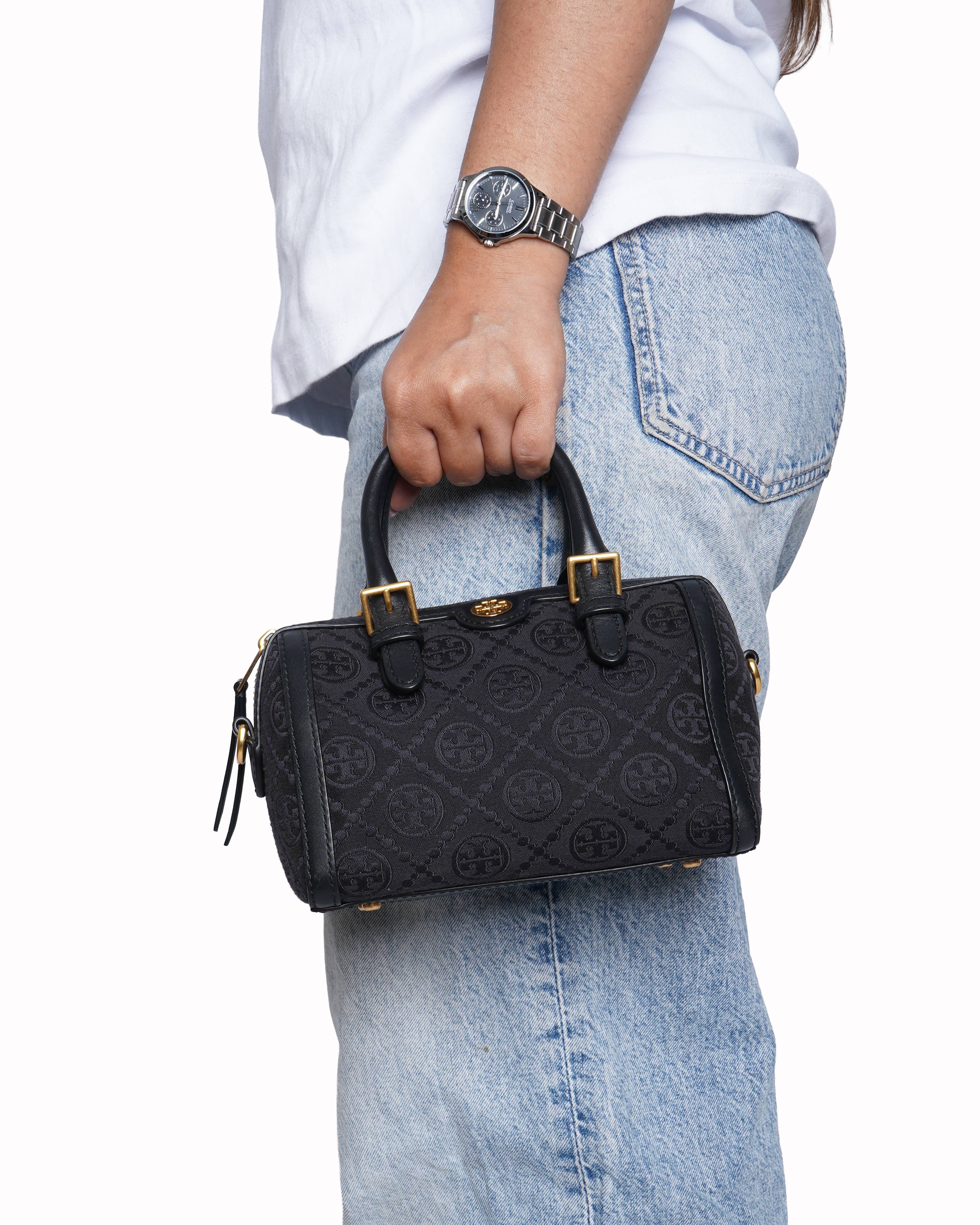 Tory Burch 
Mini T Monogram Barrel Bag