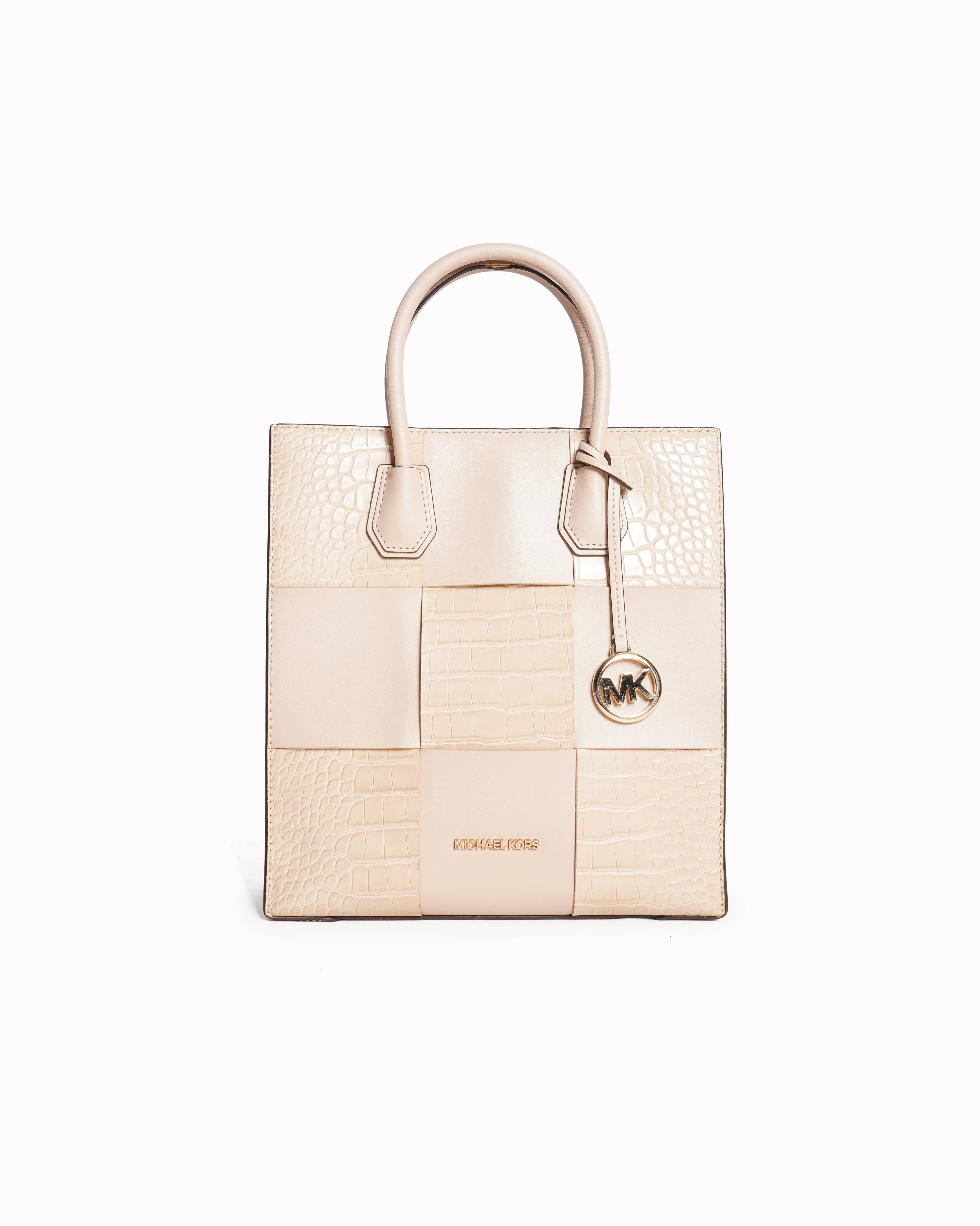 Michael Kors Beige Croc Embossed Leather Shopping Tote