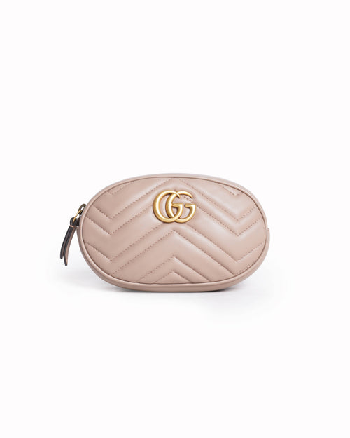 New Gucci Matelassé Leather GG Marmont Waist Belt Bag