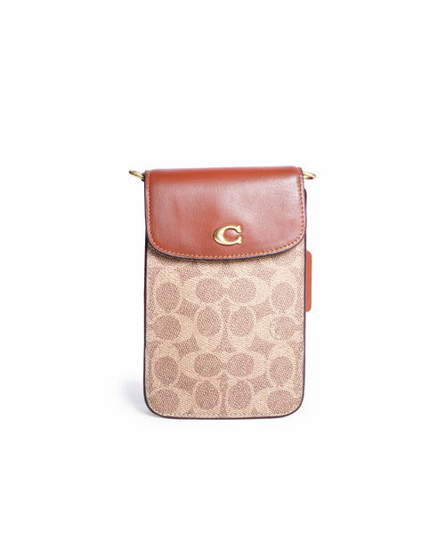 Coach Phone Case Crossbody in Signature Canvas and Leather
