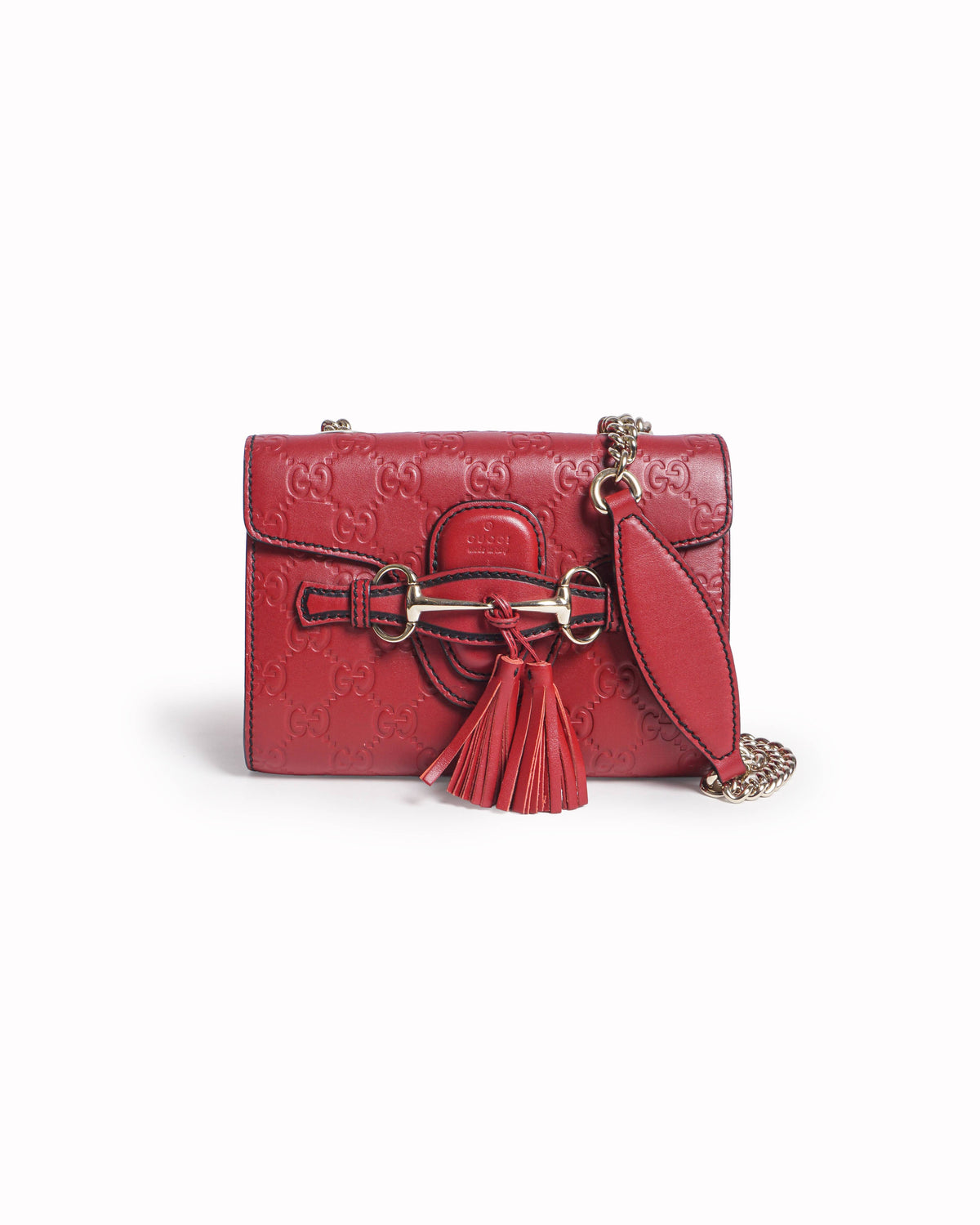 Gucci Red Guccissima Leather Emily Horsebit Crossbody Bag
