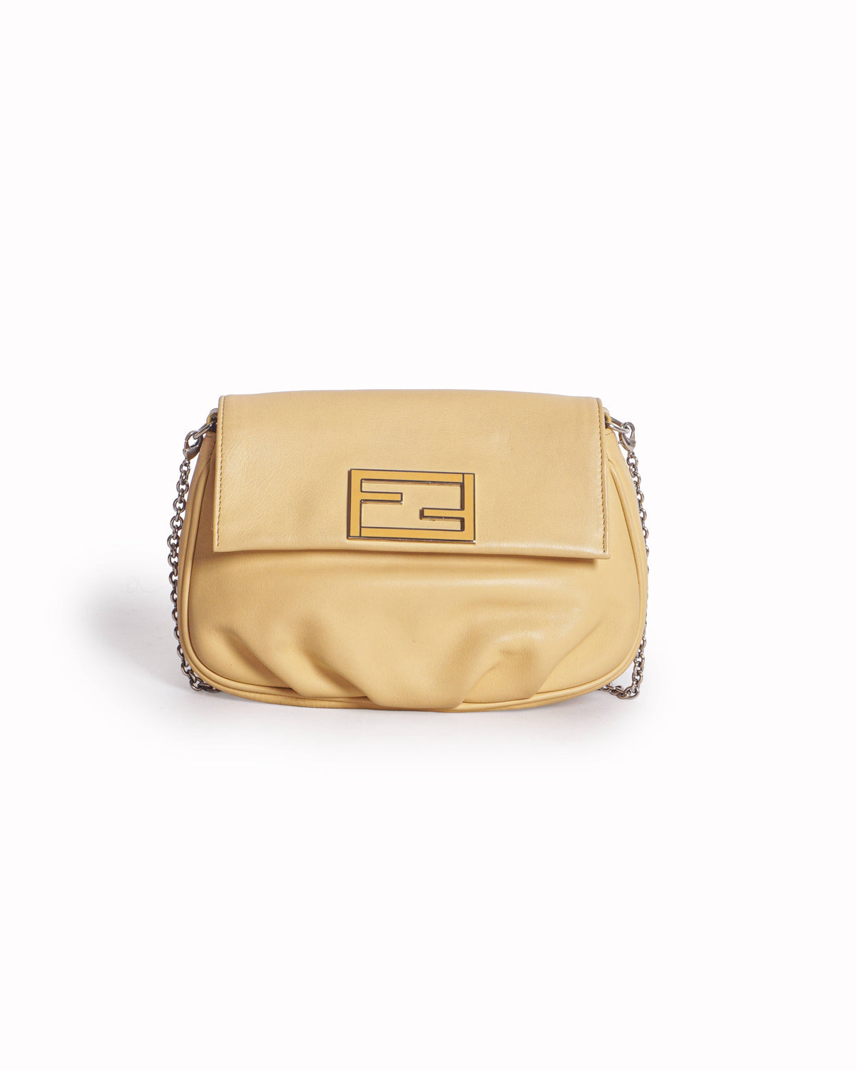 Fendi Yellow Leather Fendista Pochette Crossbody Bag