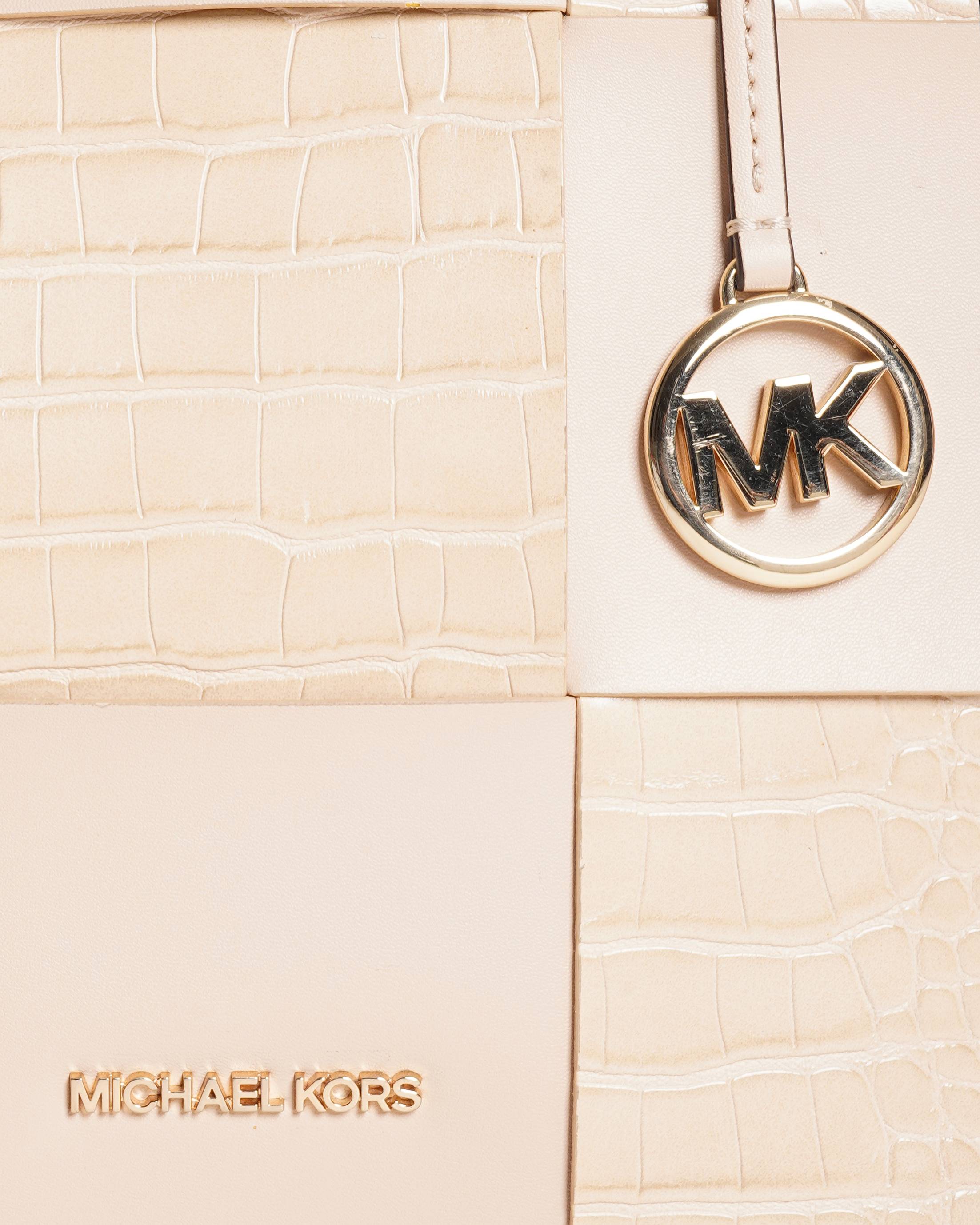 Michael Kors Beige Croc Embossed Leather Shopping Tote