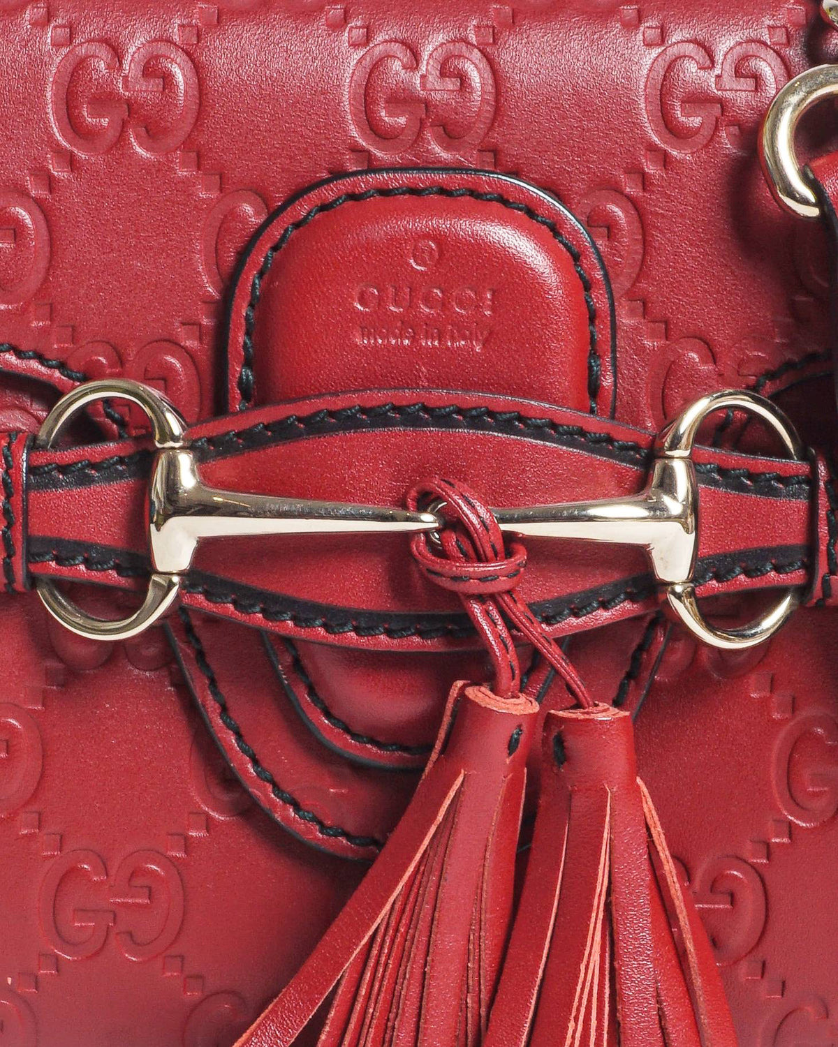 Gucci Red Guccissima Leather Emily Horsebit Crossbody Bag