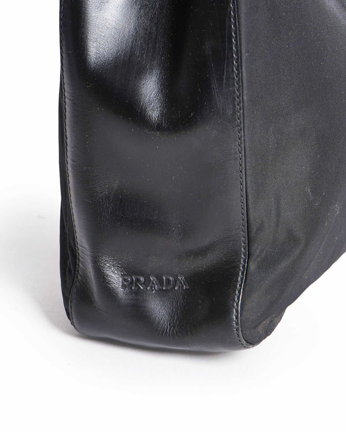 Prada Tessuto Nylon Metal Handle Shoulder Bag