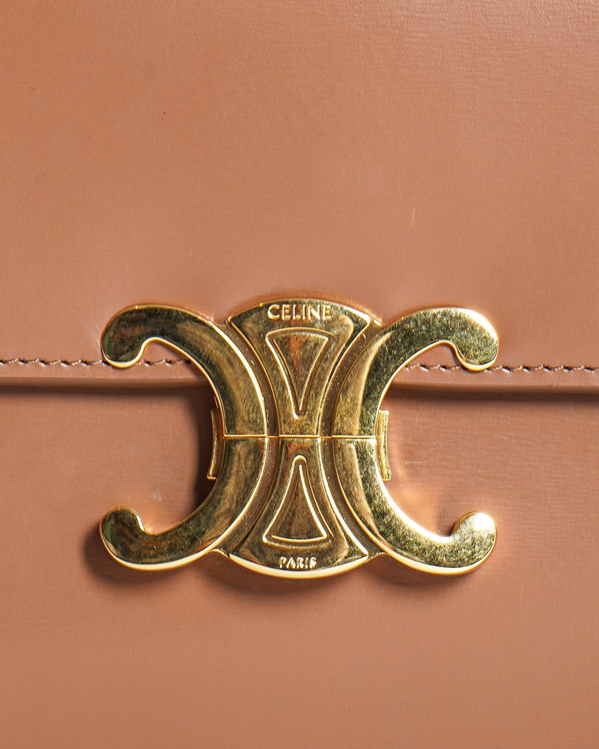 Celine Brown Triomphe Crossbody Bag In Natural Calfskin