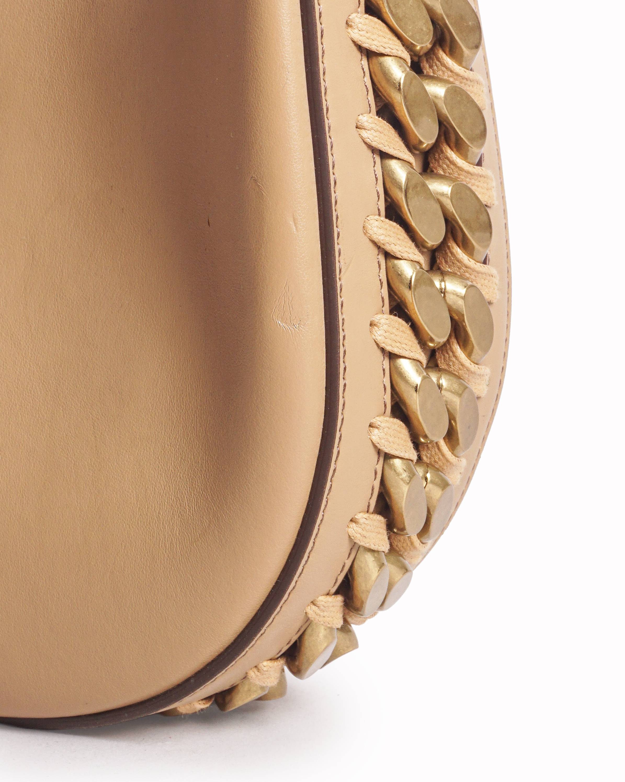 Stella McCartney Tan Frayme Mixed-Metal Chain Shoulder Bag