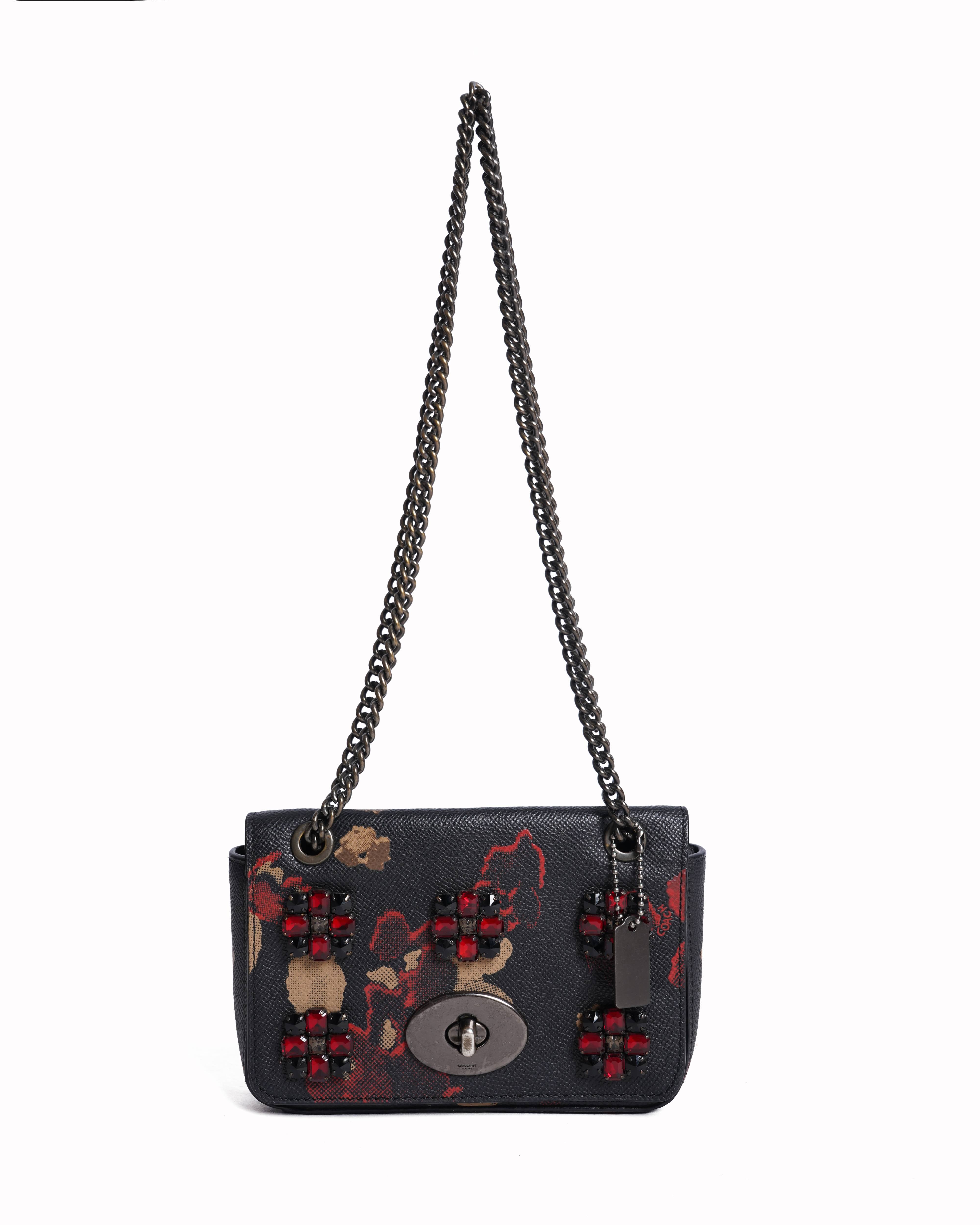 Coach jewel embellished leather convertible crossbody bag