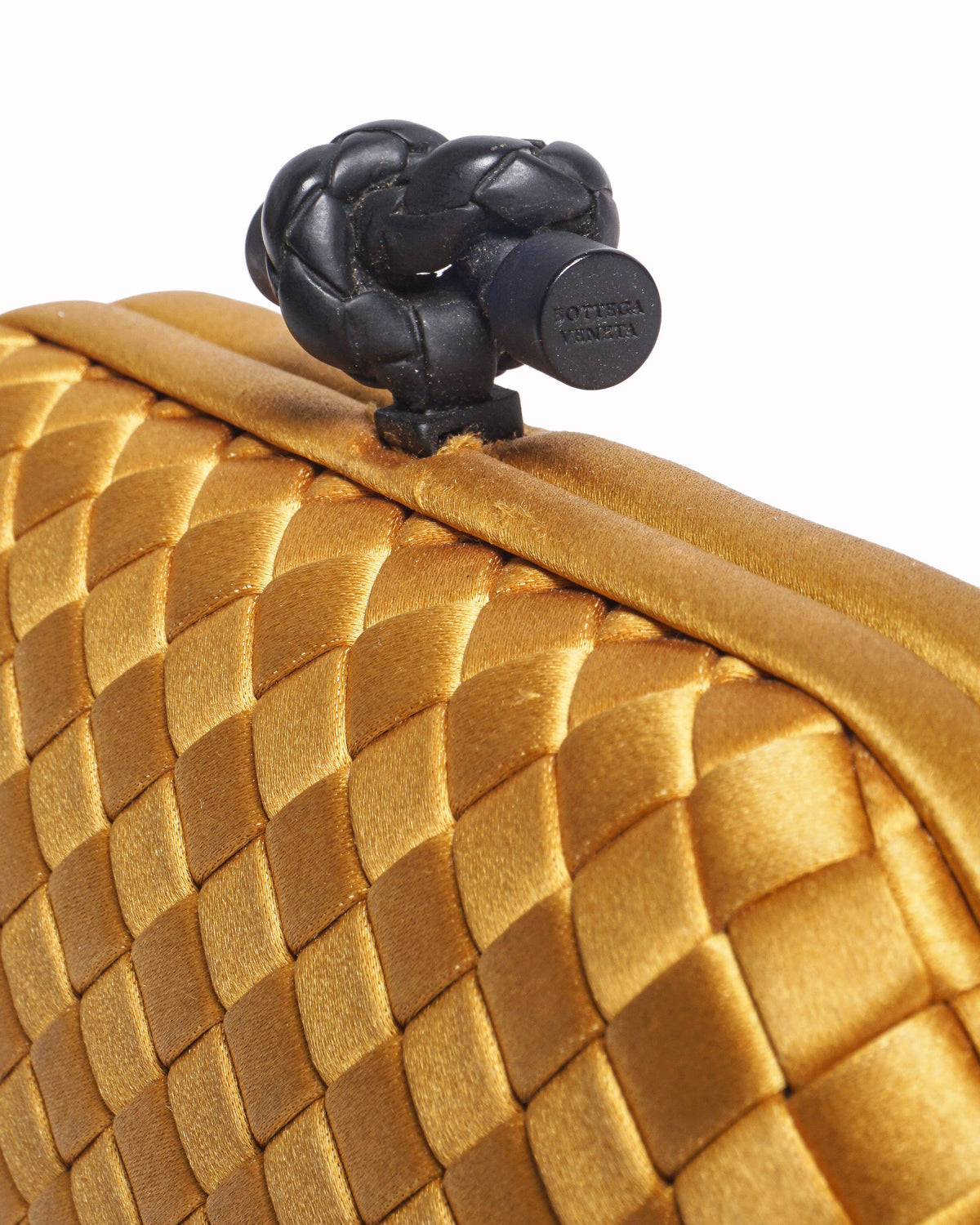 Bottega Veneta Yellow Intrecciato Knot Clutch Bag