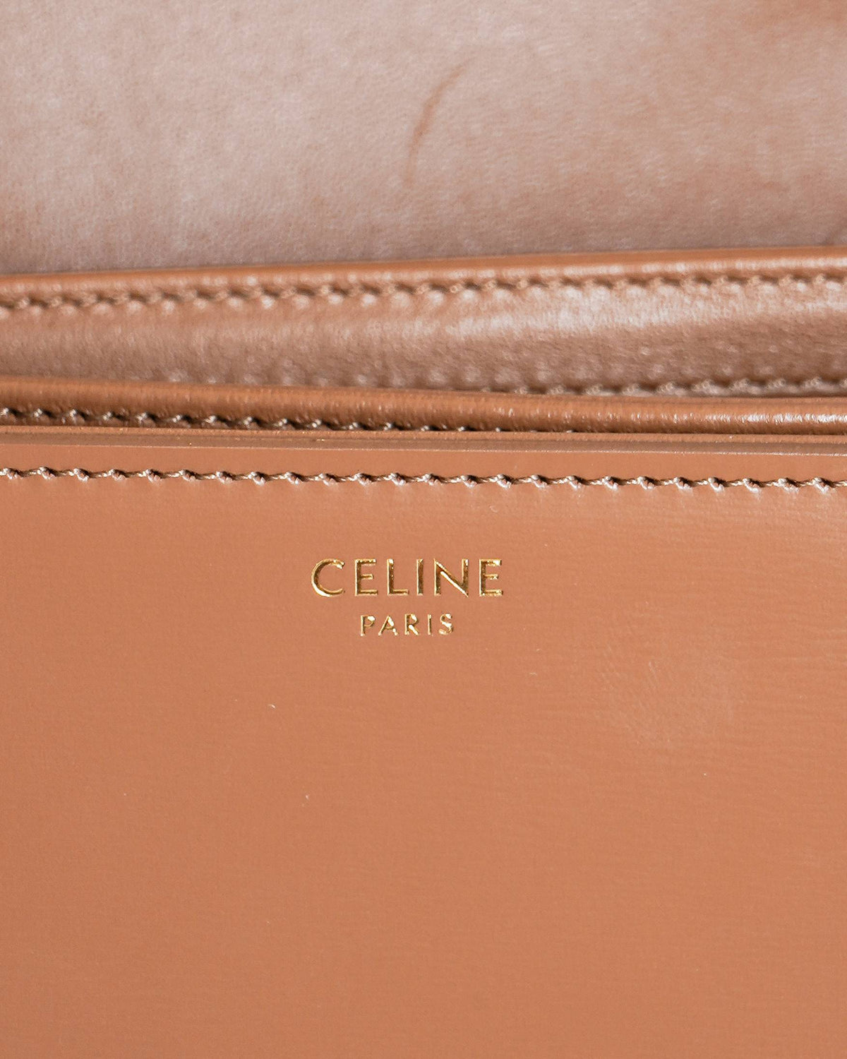 Celine Brown Triomphe Crossbody Bag In Natural Calfskin