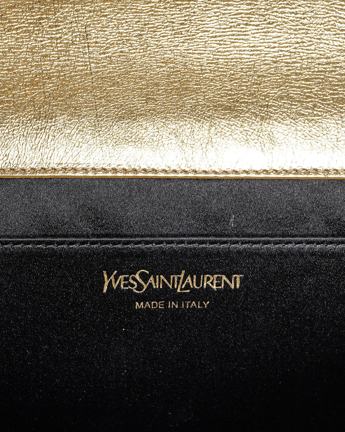 Yves Saint Laurent
Metallic Gold Leather Bell de Jour Clutch Bag