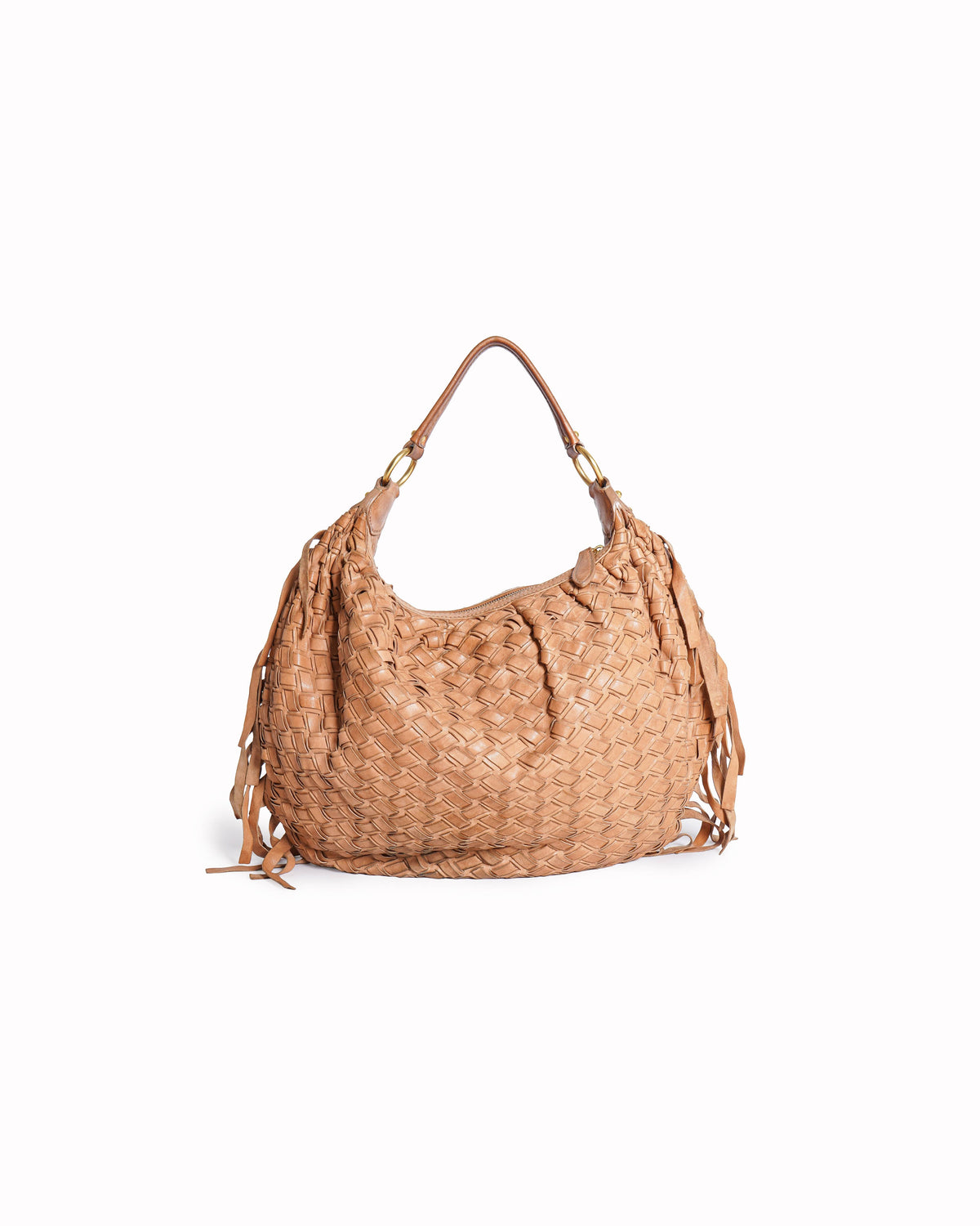 Miu Miu Woven Fringed Hobo Bag