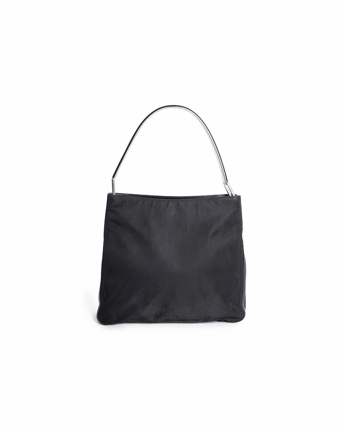 Prada Tessuto Nylon Metal Handle Shoulder Bag