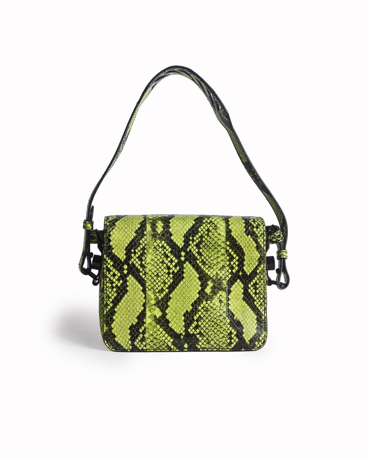 Off-White Neon Yellow Snakeskin Embossed Binder Clip Bag