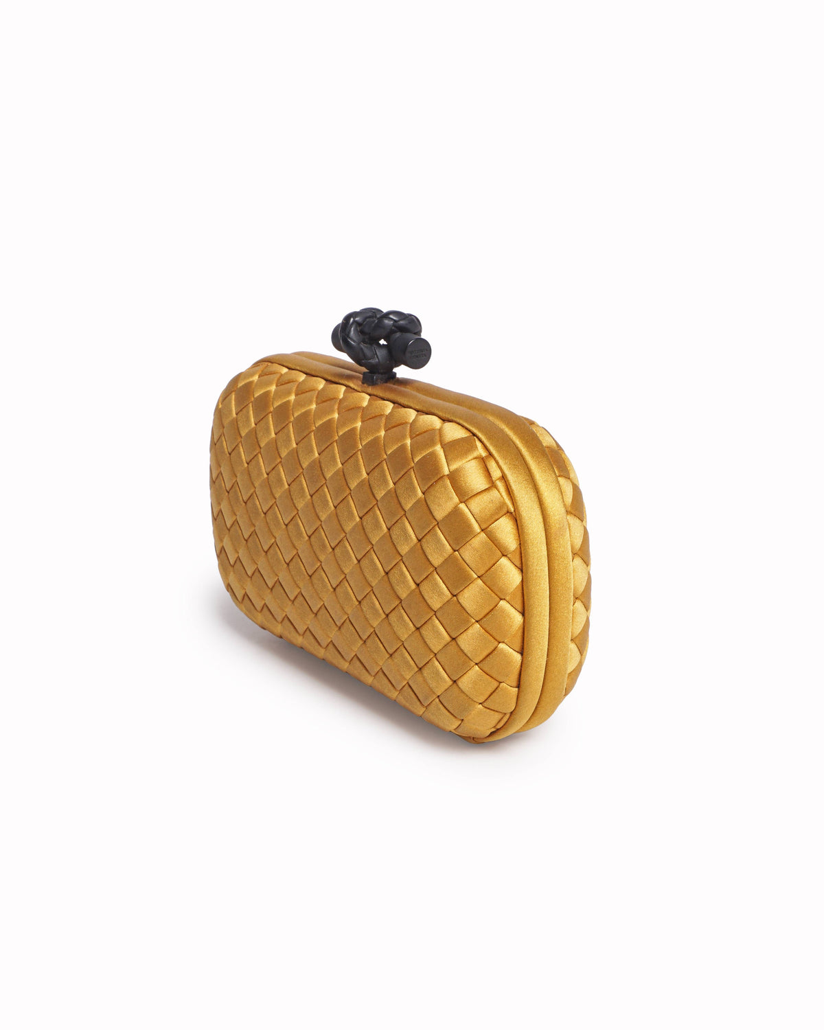 Bottega Veneta Yellow Intrecciato Knot Clutch Bag